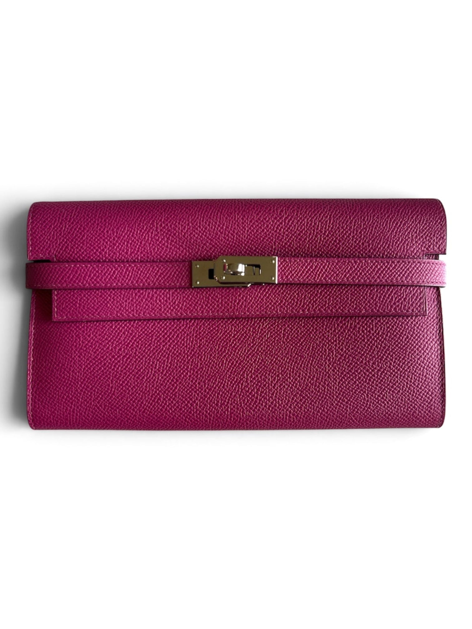 Hermes Kelly Long Wallet Rose Pourpre Epsom in PHW
