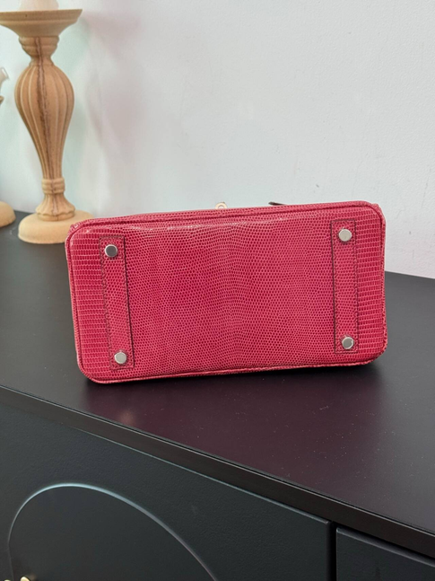 Hermès Birkin 25 Pink Lizard Leather Handbag