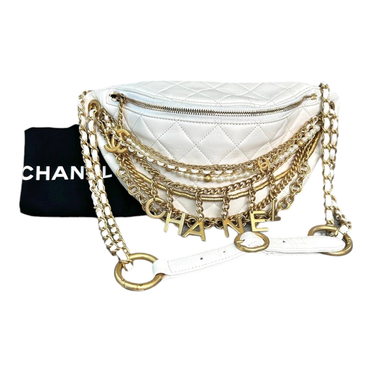 Chanel White All About Chains Waist Bag