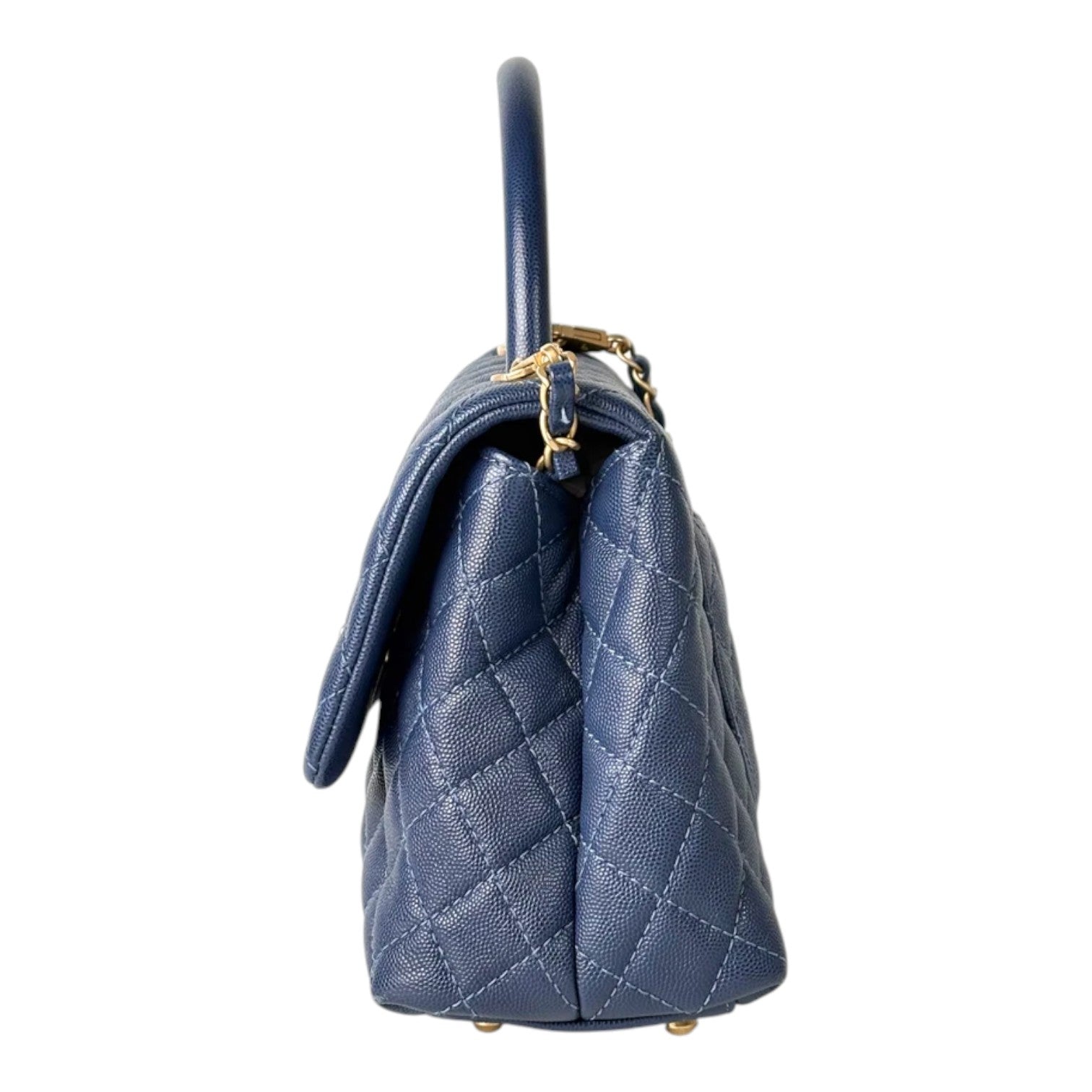 Chanel Dark Blue Coco Handle Medium Caviar with GHW