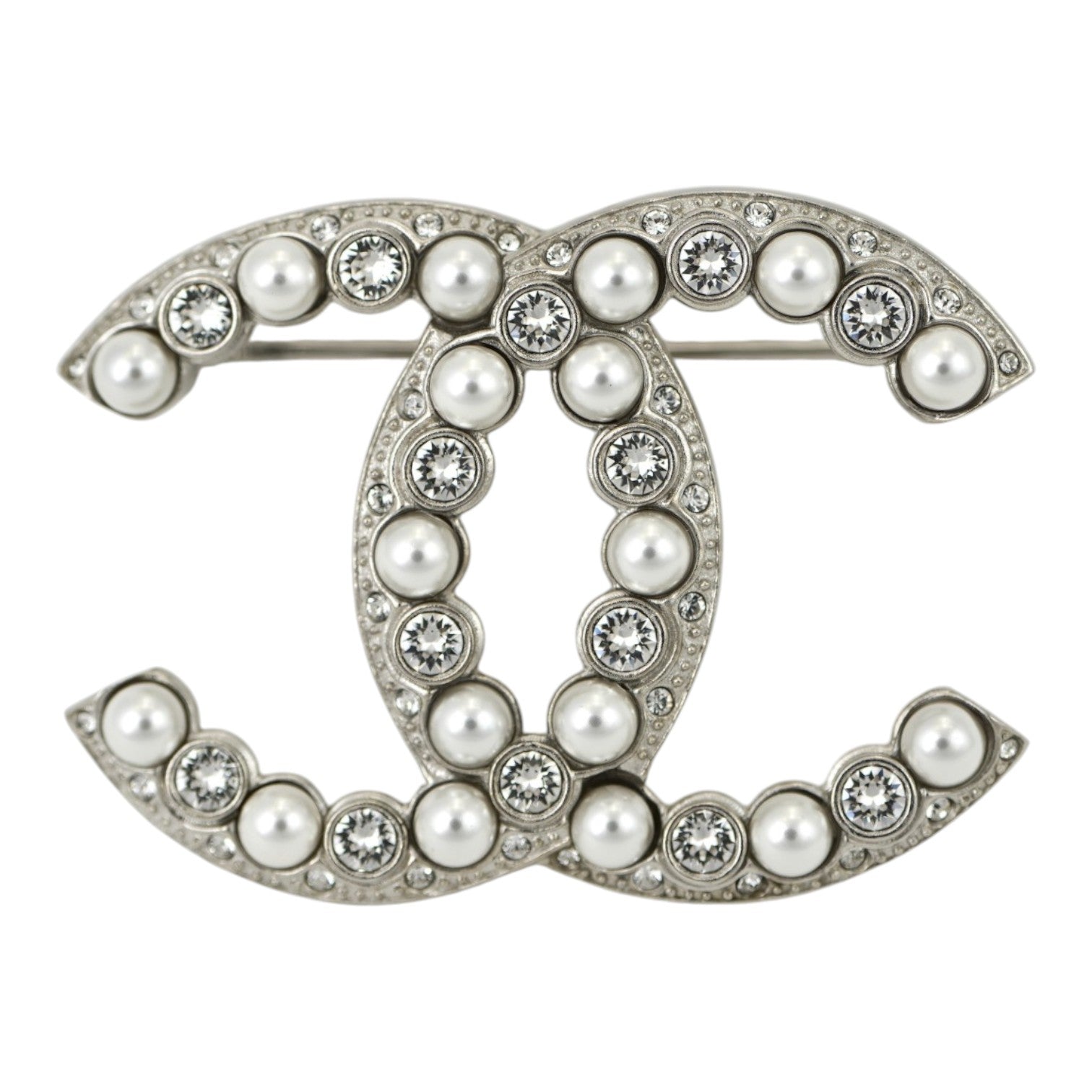 Chanel 22P CC Pearl & Crystal Brooch