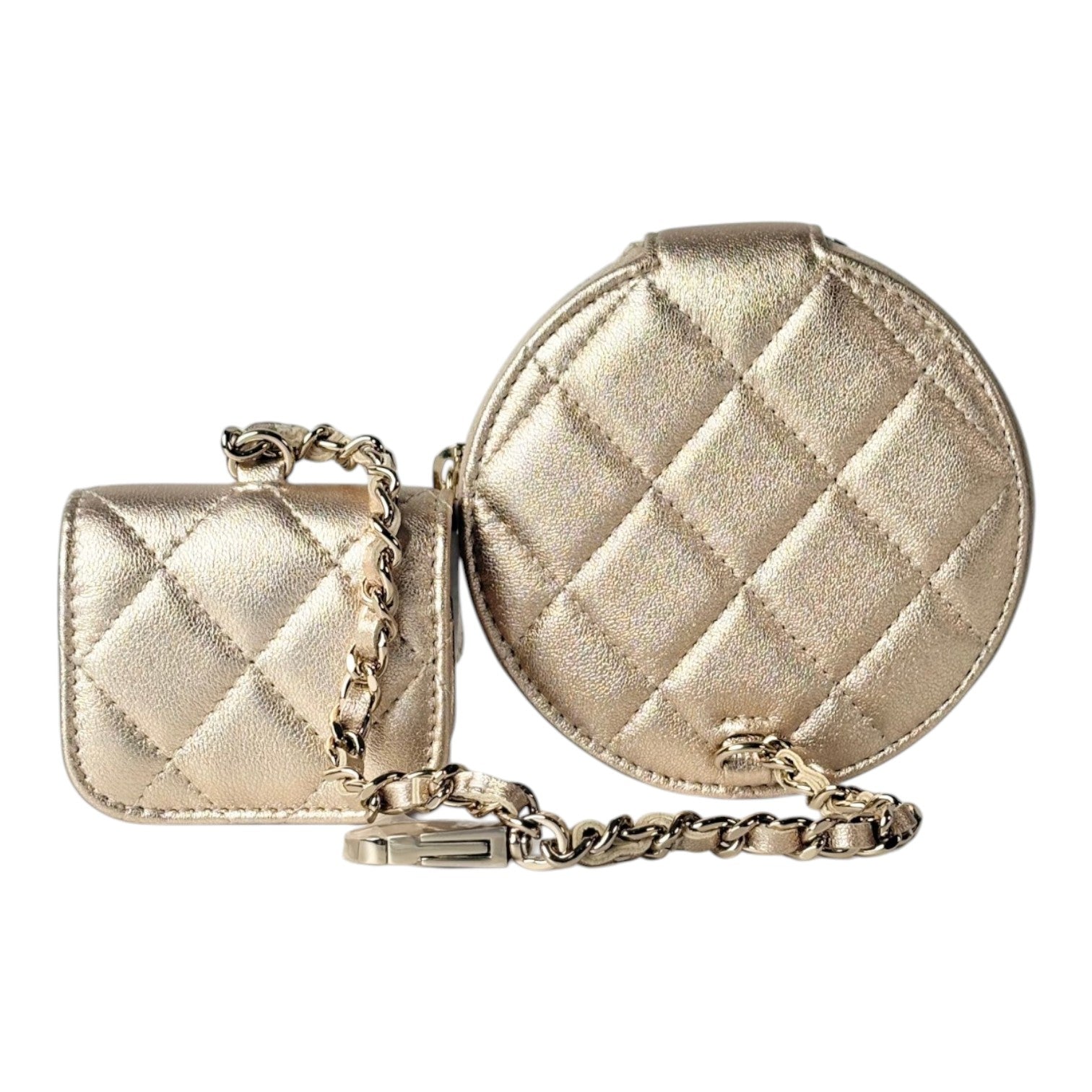 Chanel Gold Zip Coin Wallet with Airpod Case