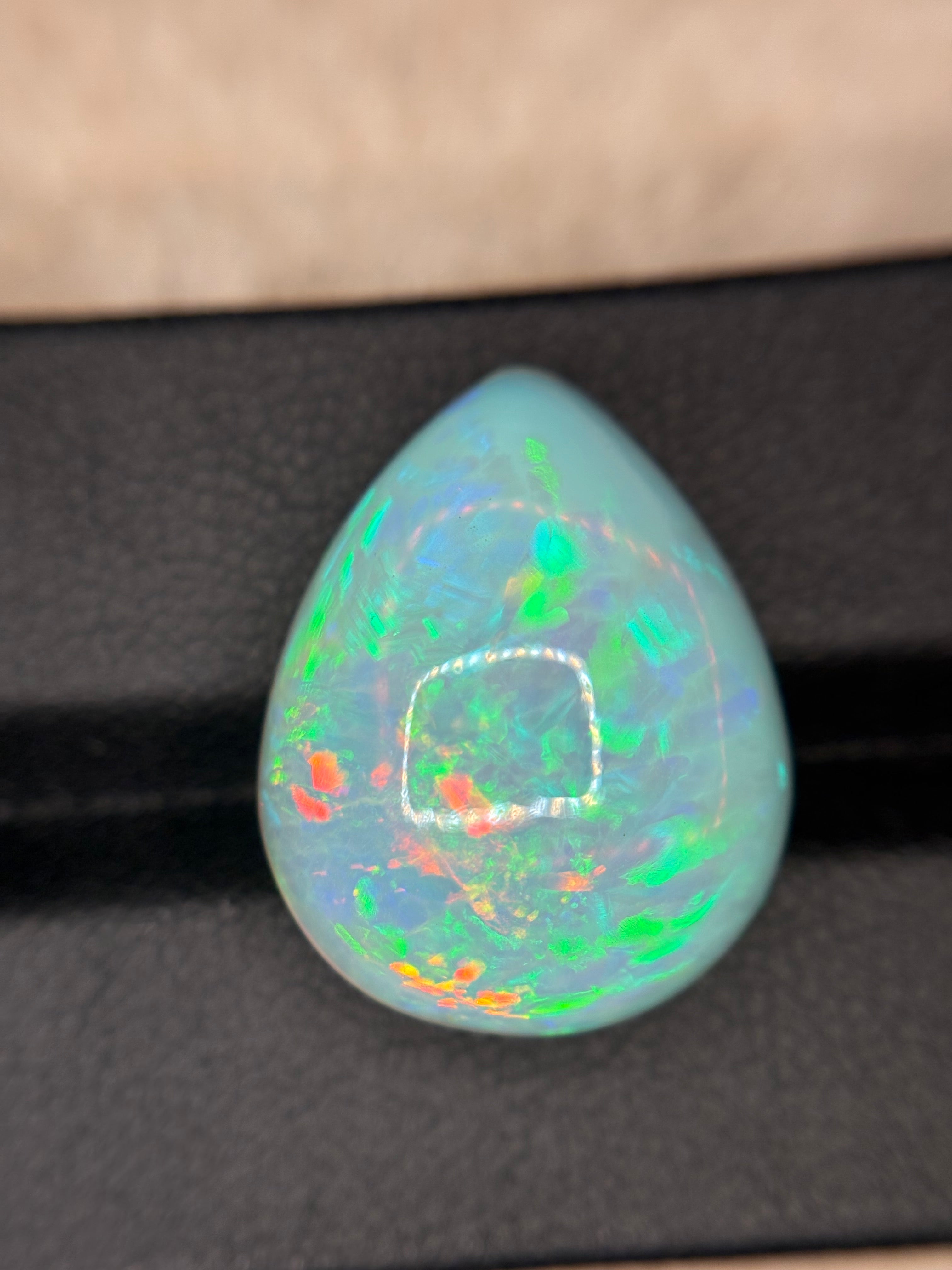 13.75ct White Opal Cab Pear THAIC0459