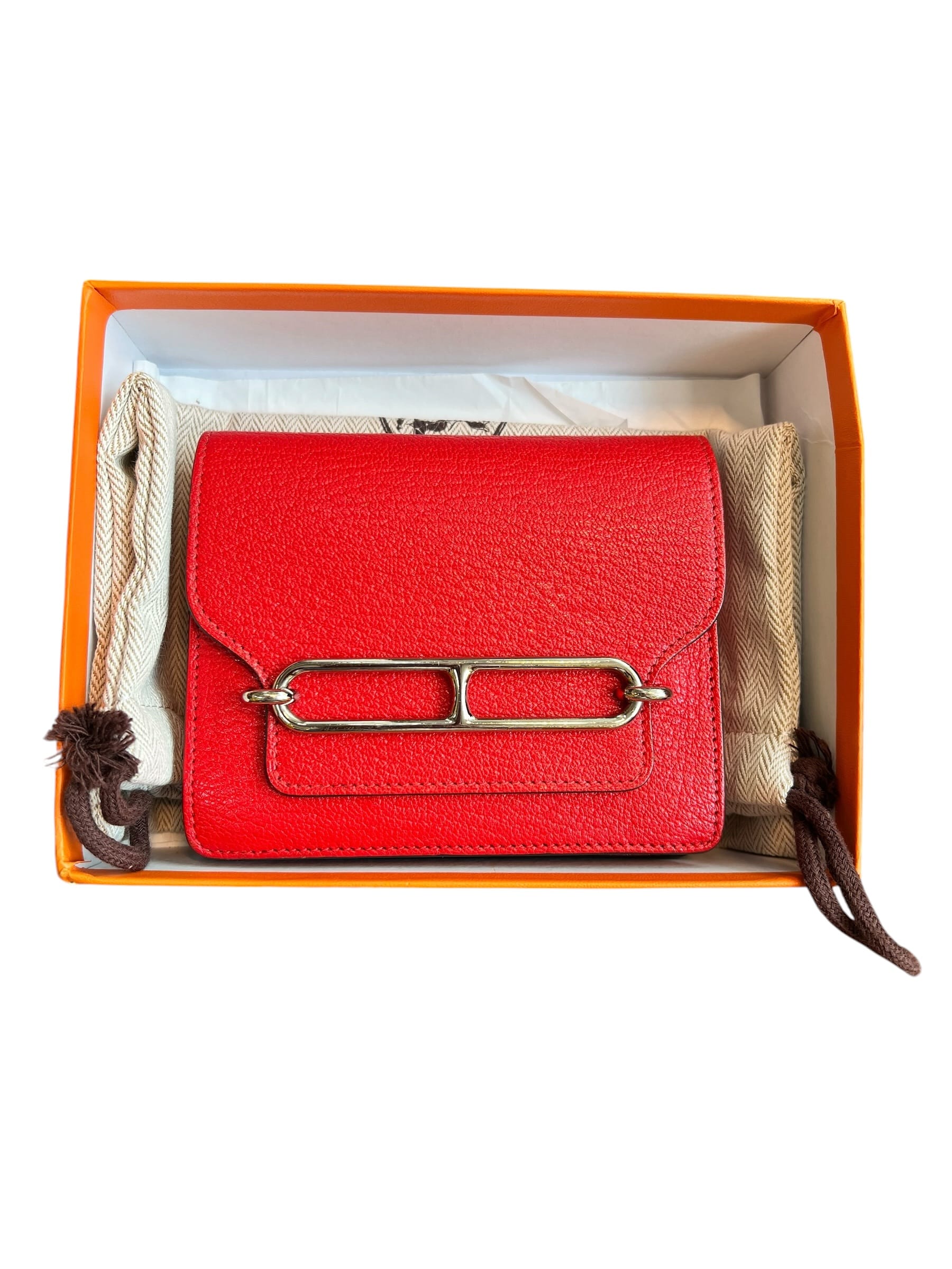 Hermes Roulis Slim Rouge De Couer Chevre PHW #Z  SSLG1001