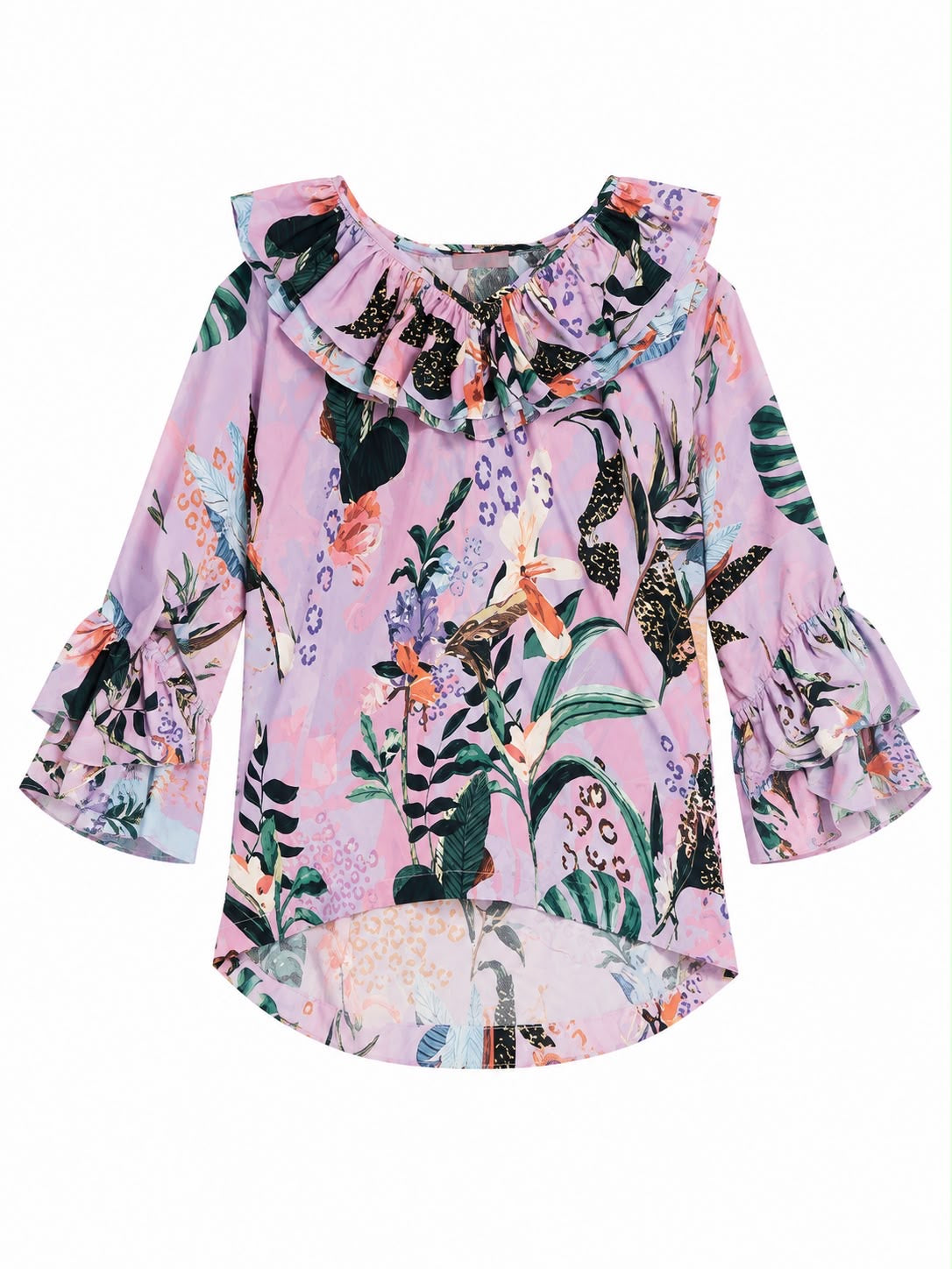 SHIRT ZAMZAM SILK CHIFFON PURPLE LEO FLORAL MCL12966