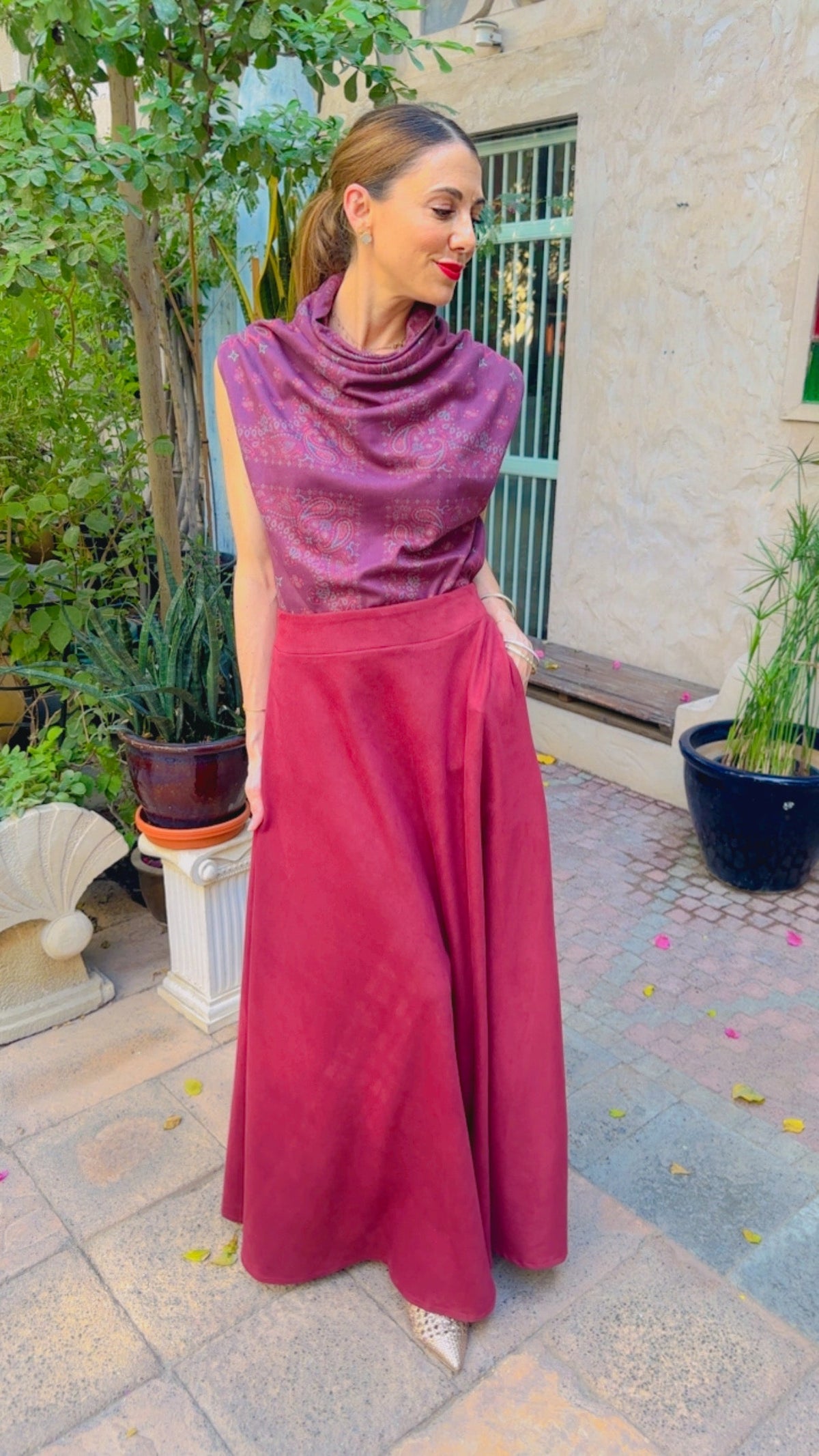 SHIRT COSIMA SUEDE BANDANA BURGUNDY MCL13509