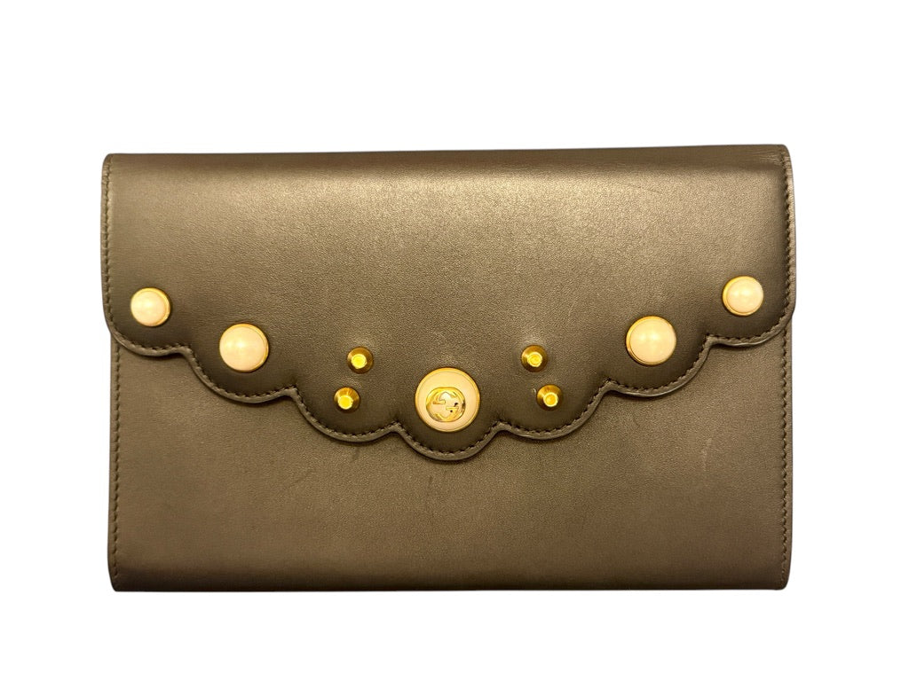 Gucci Black with Pearl Detail Clutch/Wallet