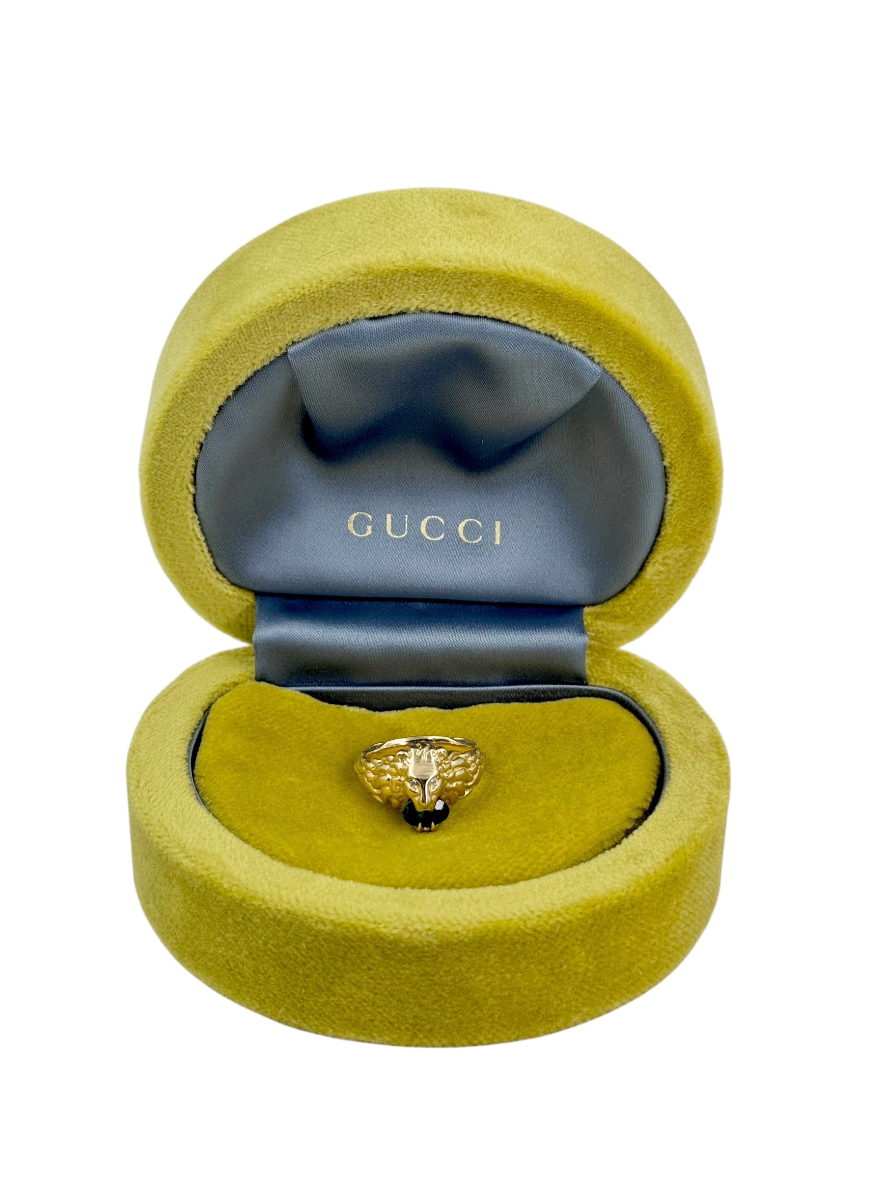 Gucci Lion Ring 18k Gold With Gemstone