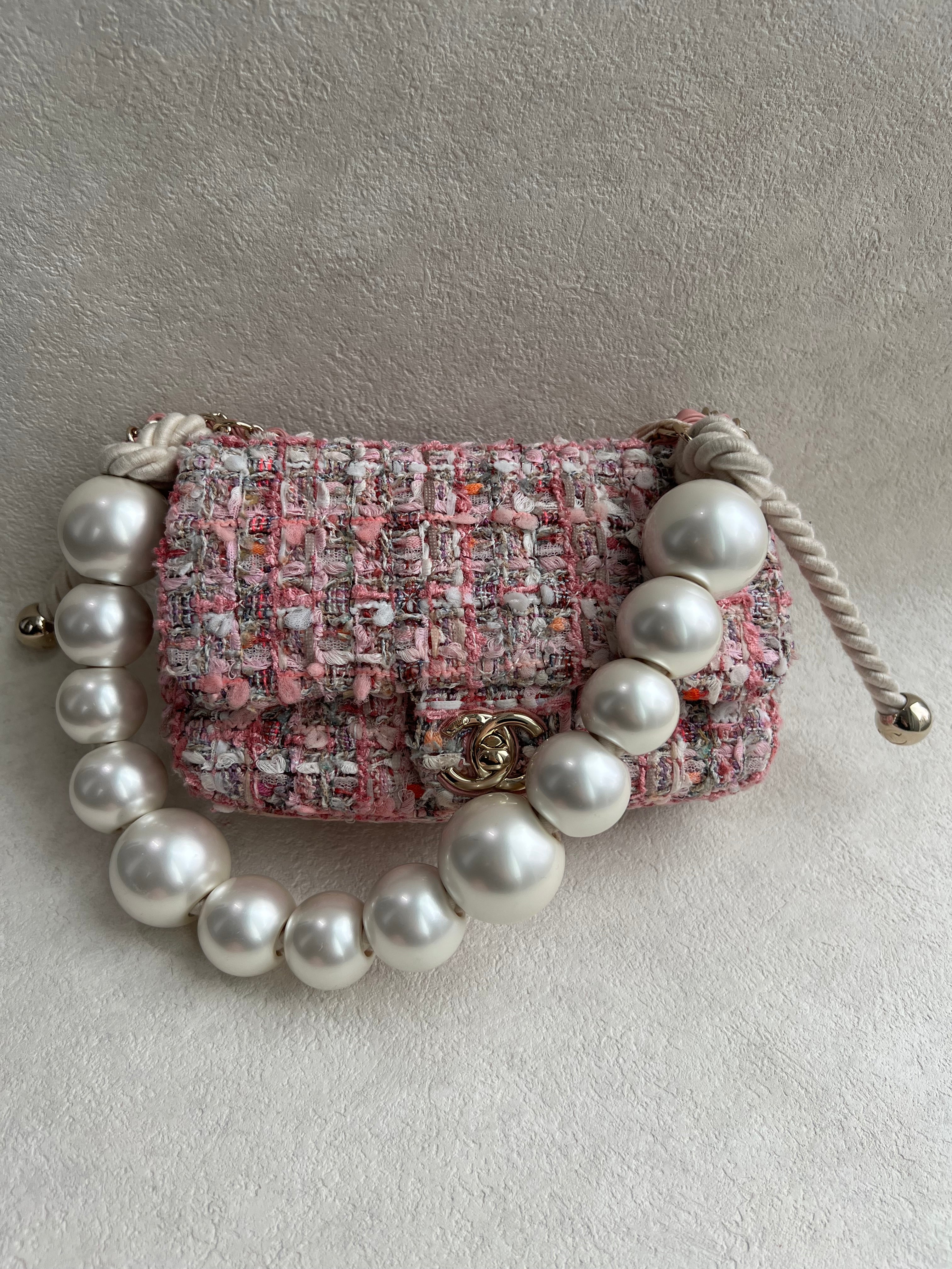 Chanel Chic Pearl Tweed Flap Pink LGHW