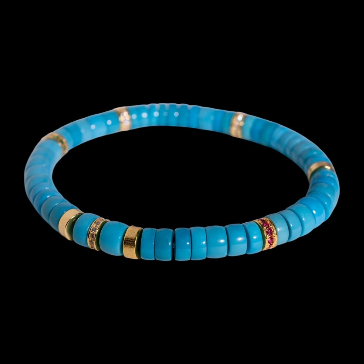 Natural Turquoise Bracelet set in Stirling Silver with Gold Plate