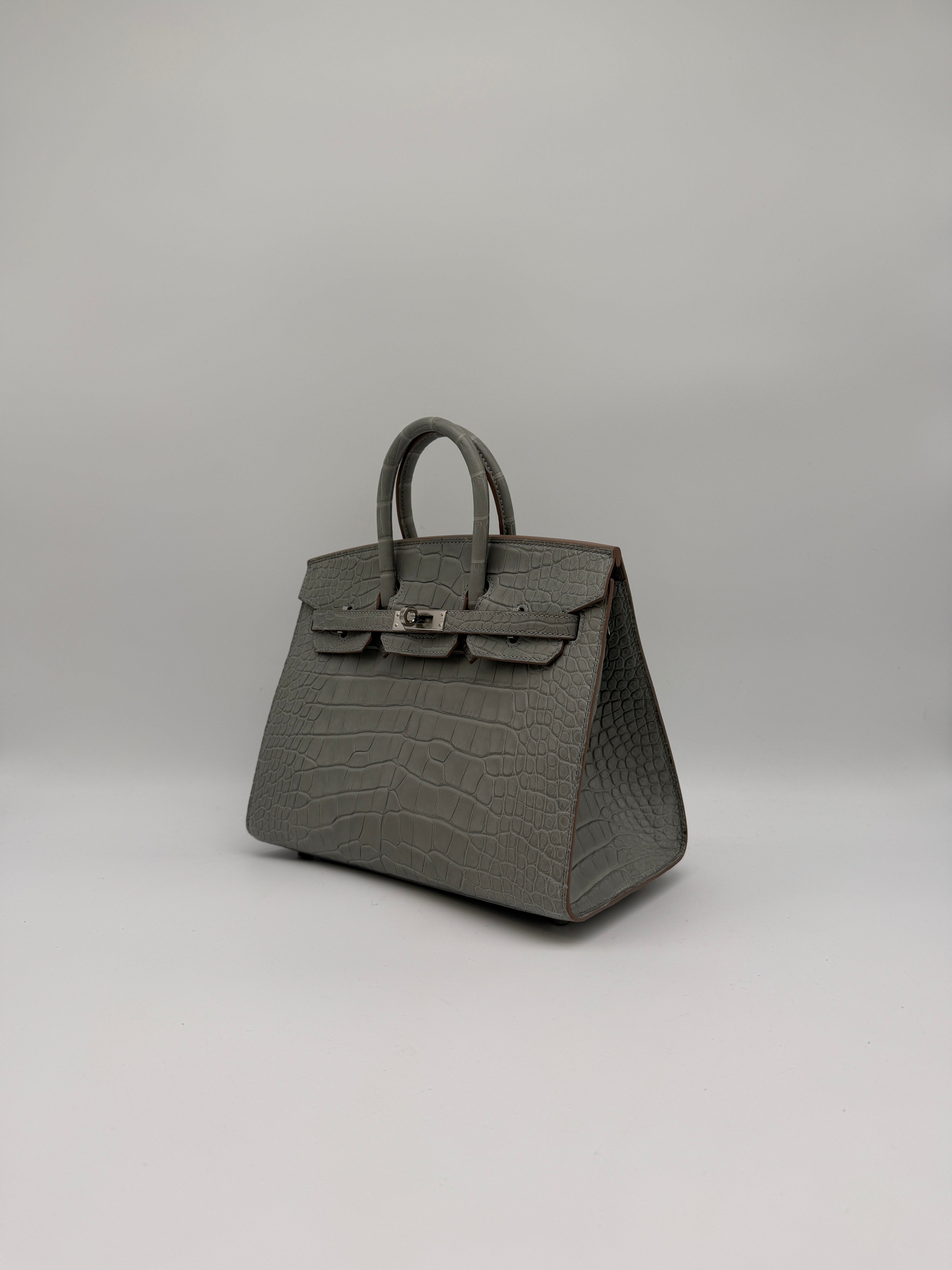 Hermès Birkin 25 Gris Perle Matt Alligator Palladium Hardware