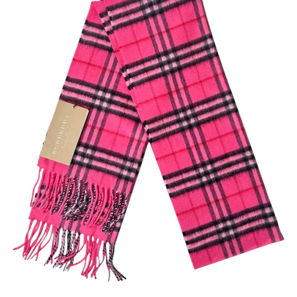 Burberry Check Wool Pink Scarf - in Box