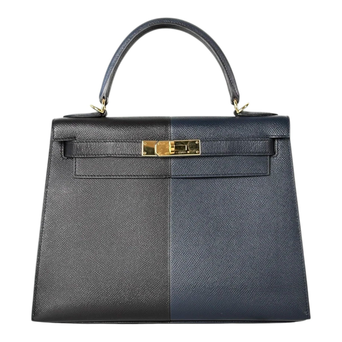 Hermes Limited Edition Kelly 28 Casaque in Black/Indigo Bag