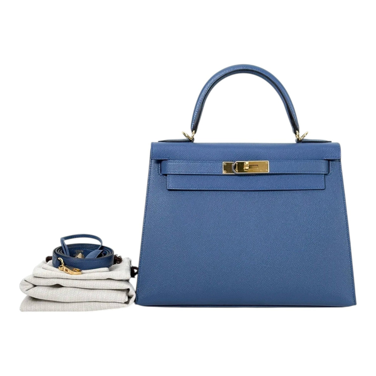 Hermes Kelly 28cm in Blue Epsom Bag with GHW