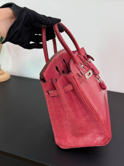 Hermès Birkin 25 Pink Lizard Leather Handbag