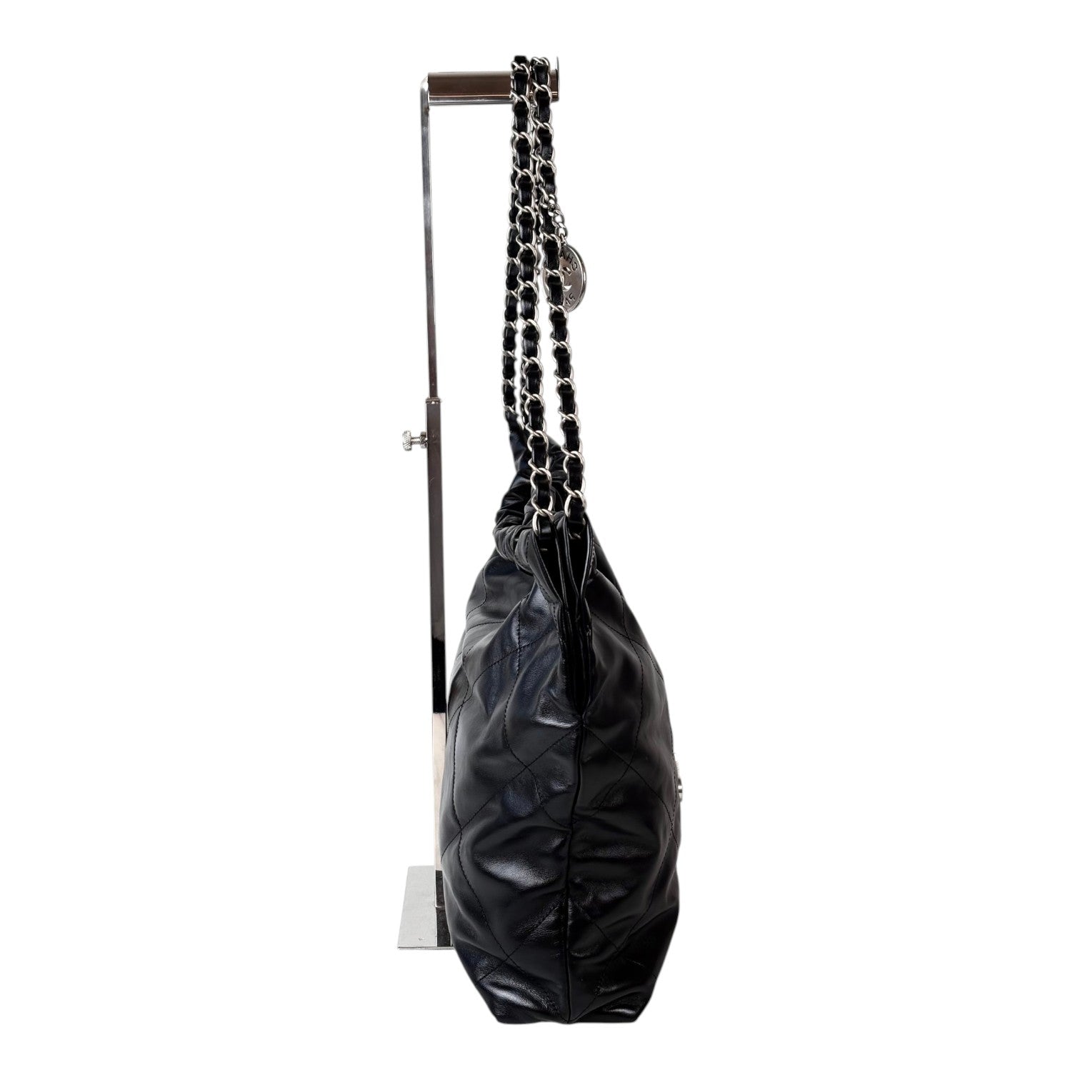 Chanel 22 Small Bag Black Calfskin Silver - Full Set