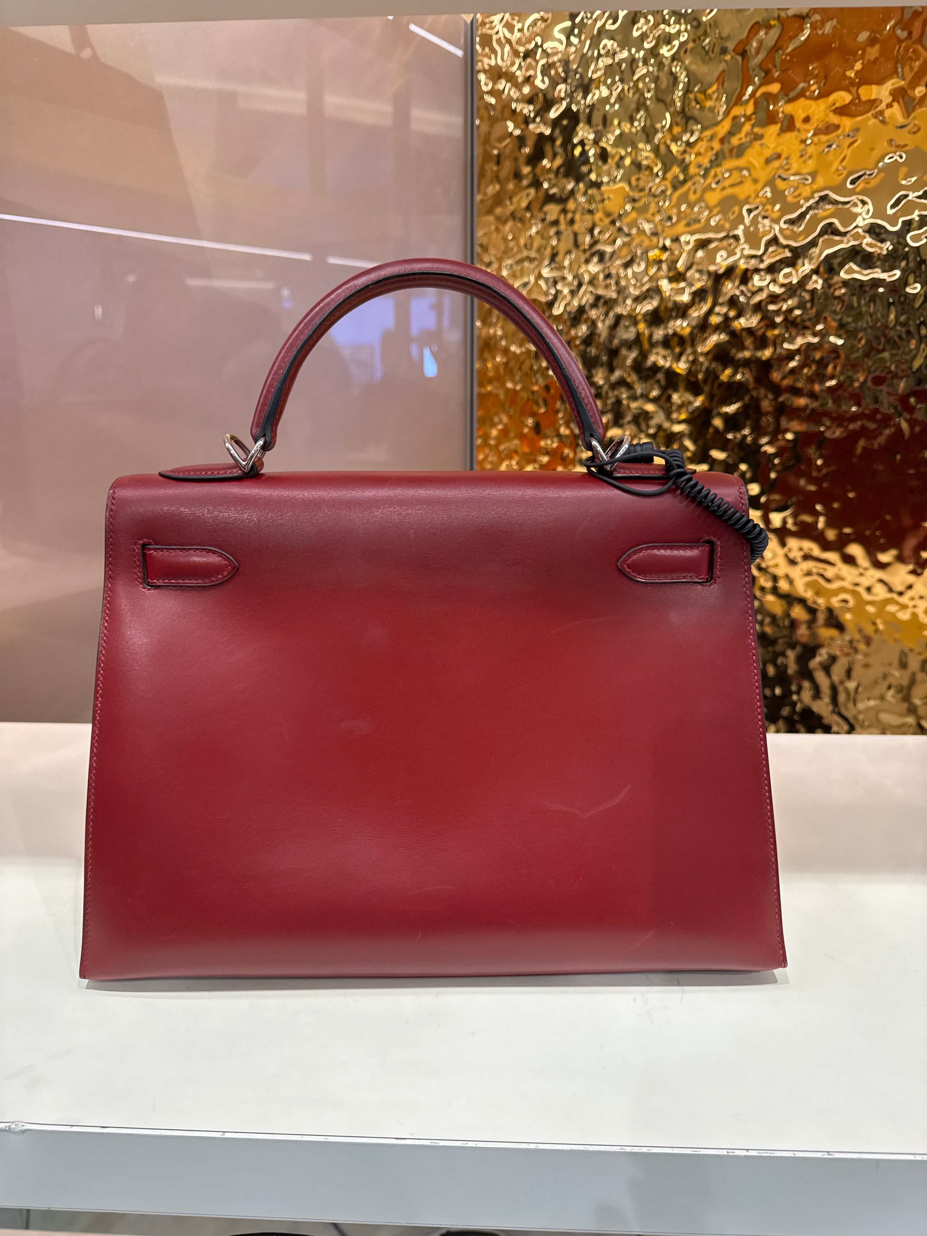 HERMES Kelly 32 Box calf Rouge H DBXS2138