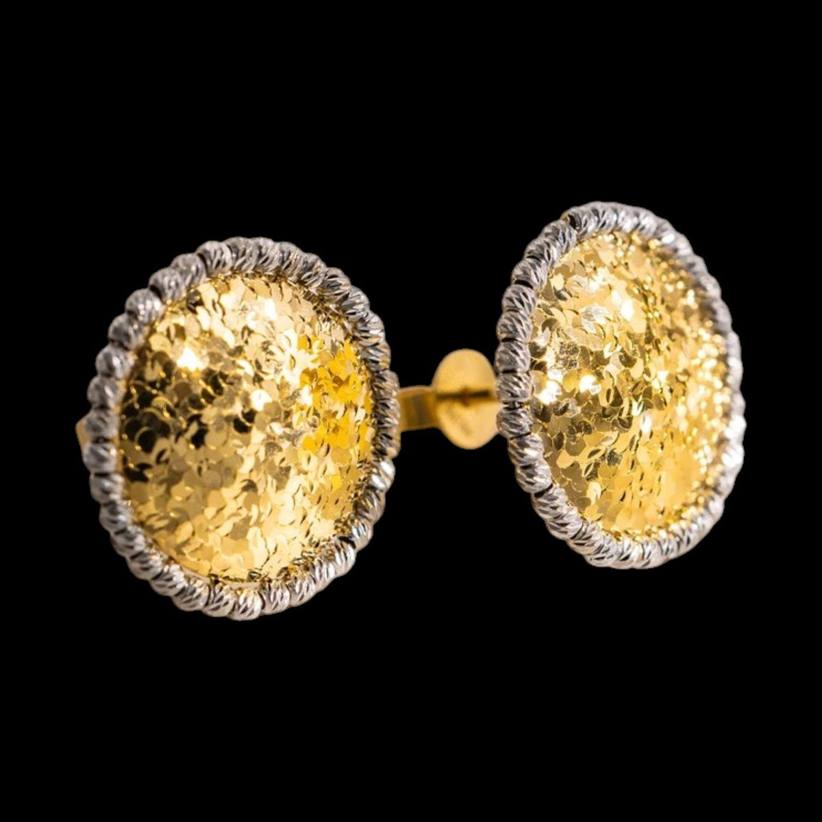 18K Solid Yellow & White Gold Earrings