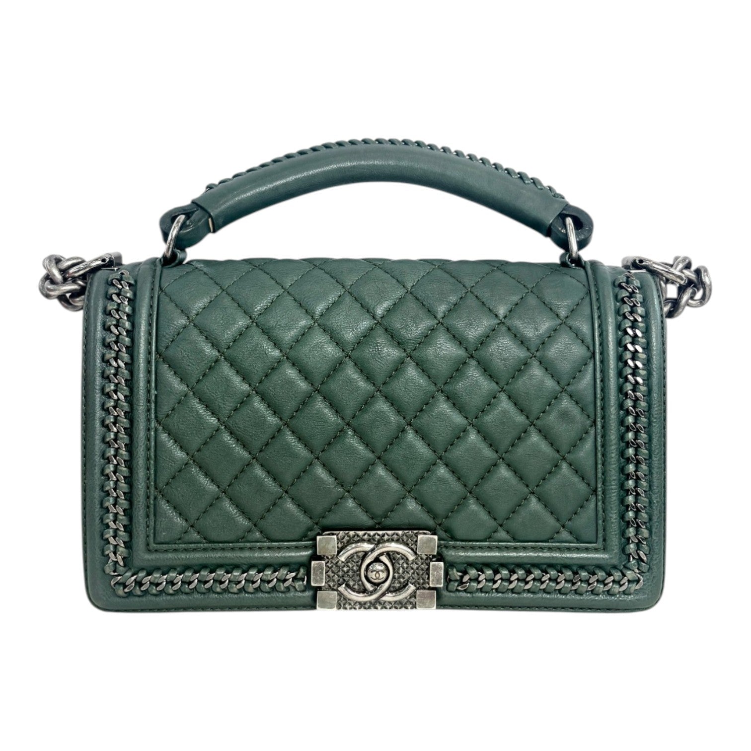 Chanel Medium Green Leboy With Top Handle