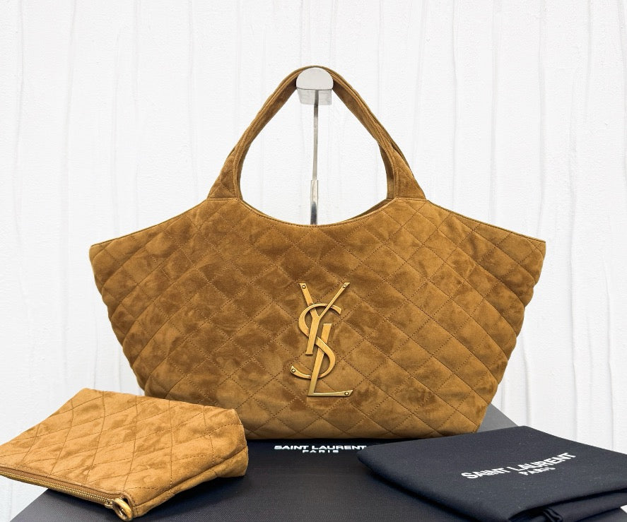 YSL Saint Laurent Brown Suede Tote Bag 30.5 21180332