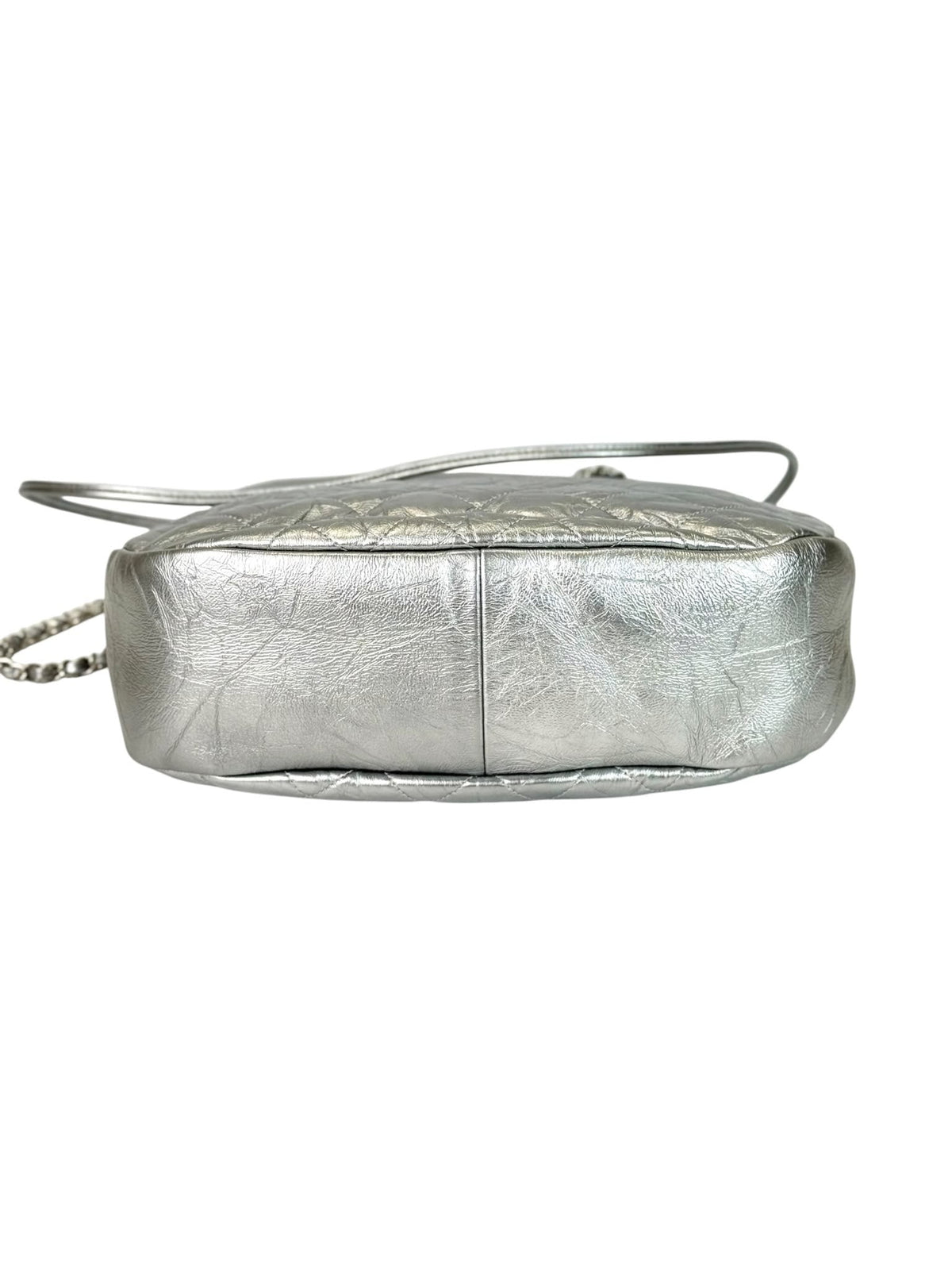 Chanel Silver Metallic Lambskin Bag with Silver Chain