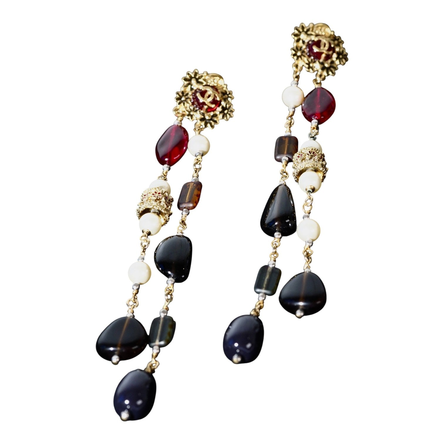 Chanel Multi-Coloured Gripoix Drop Earrings