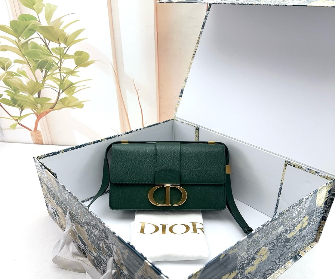 Dior Dark Green Grained Calfskin 30 Montaigne Bag 23039631