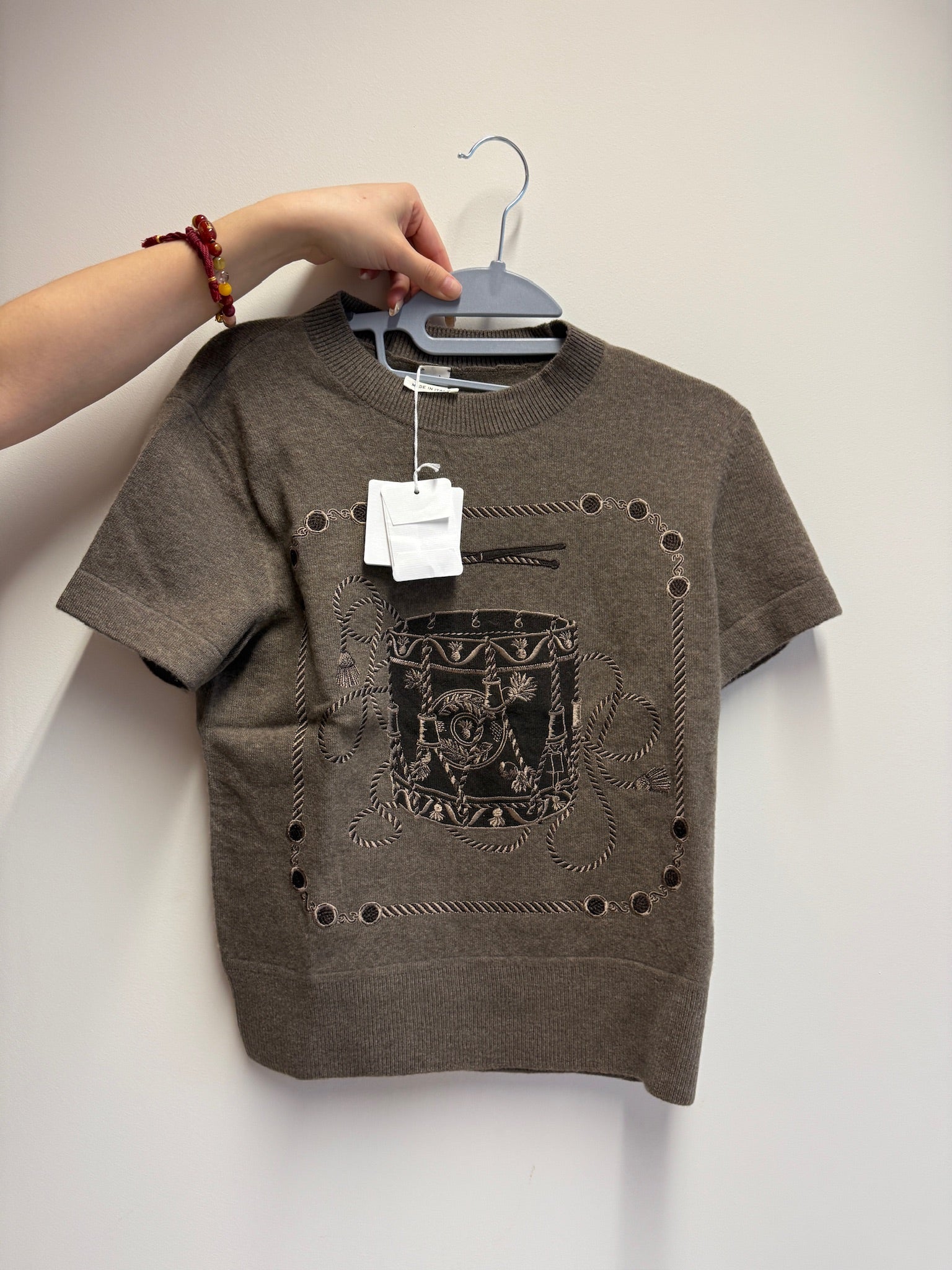 Hermès Embroidered Knit Top - Taupe