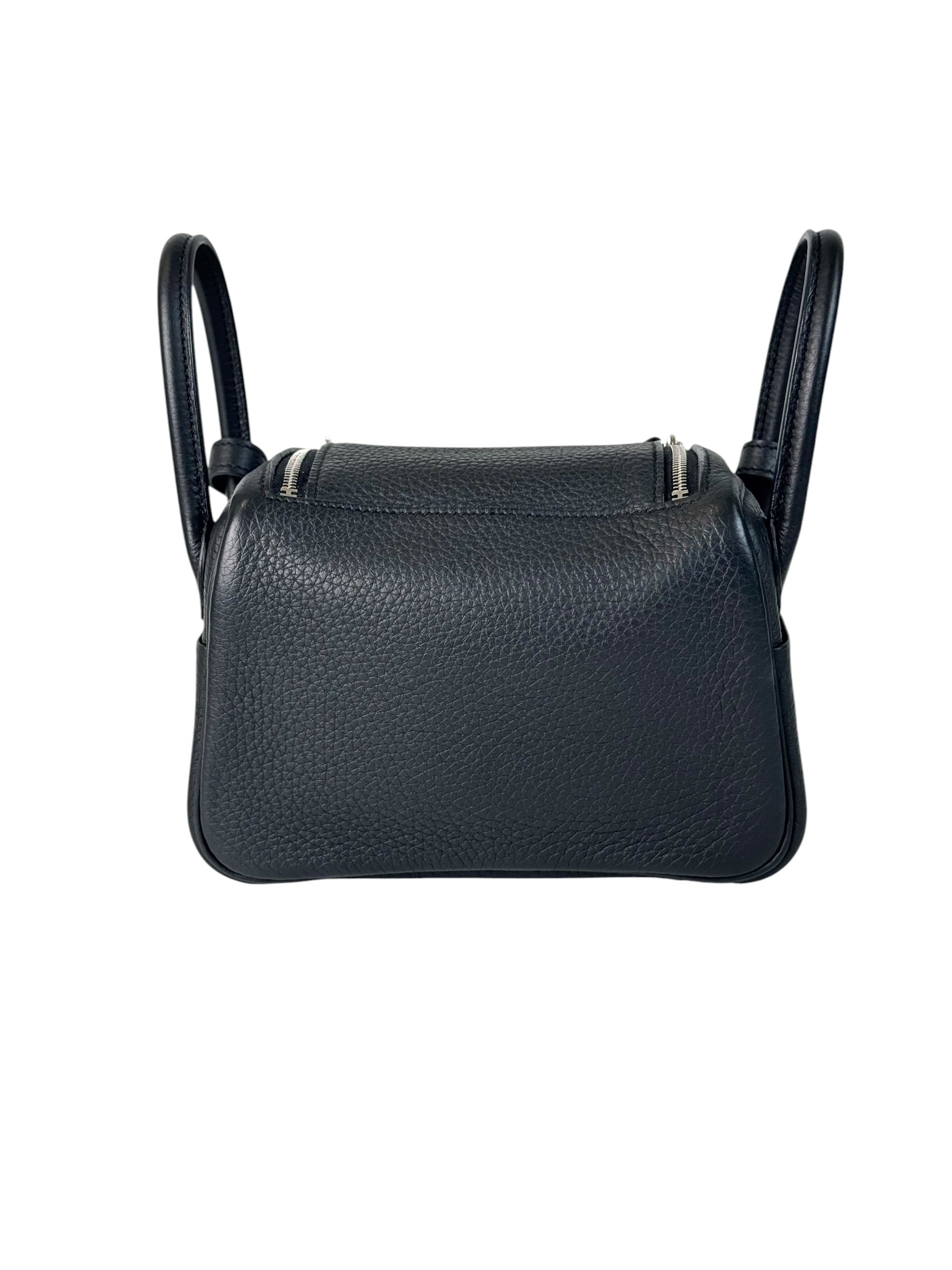 Hermes Black Lindy Mini Bag In Clemence