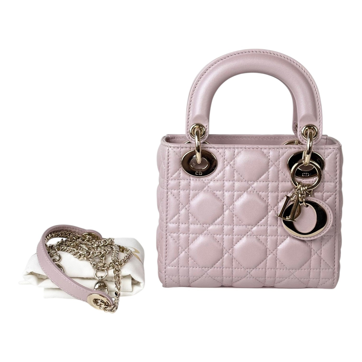 Dior Pink Metallic Mini Lady Dior Bag