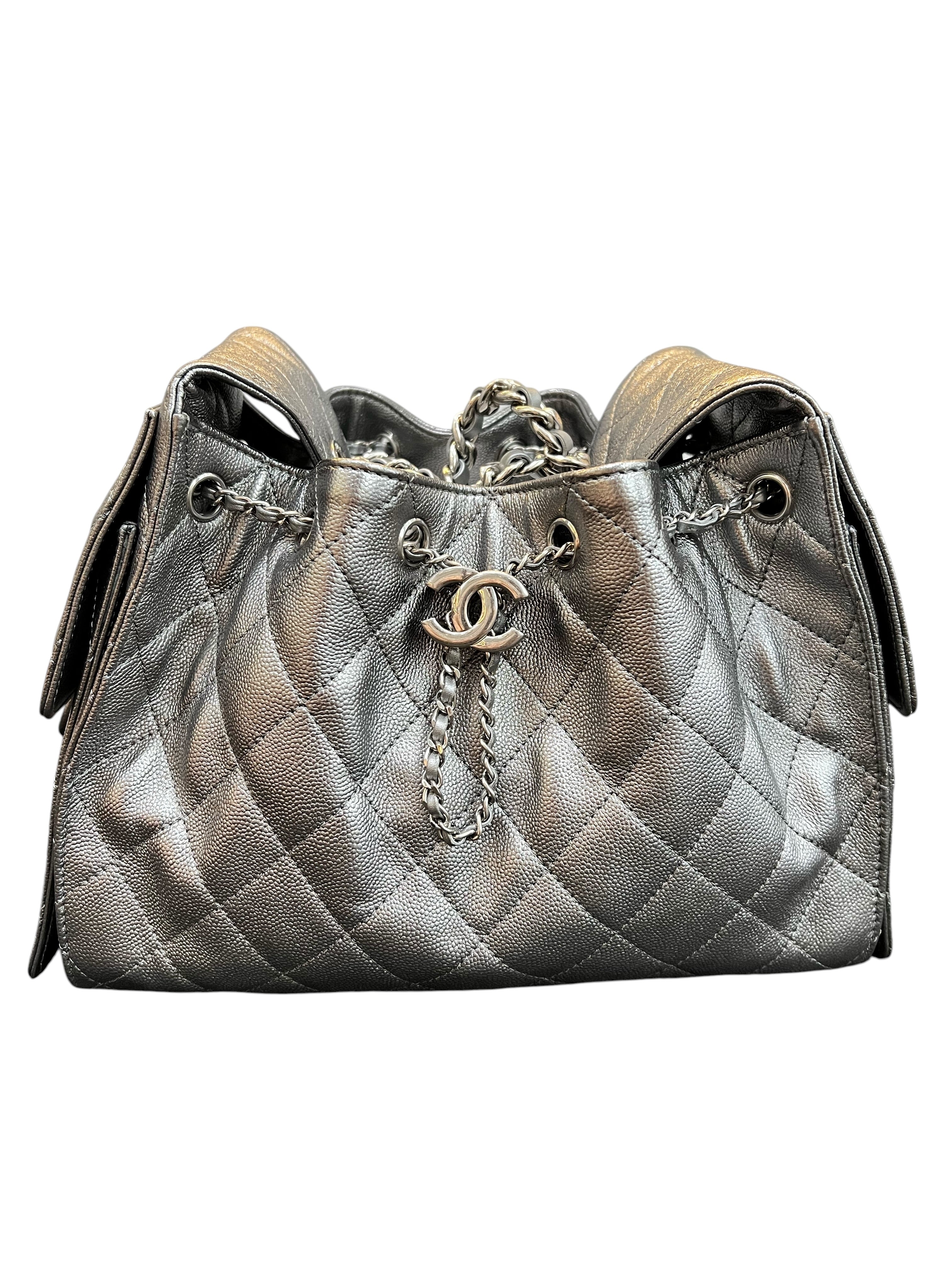 Chanel 25 Hobo Small Caviar Metallic Silver RHW SYCYF0405