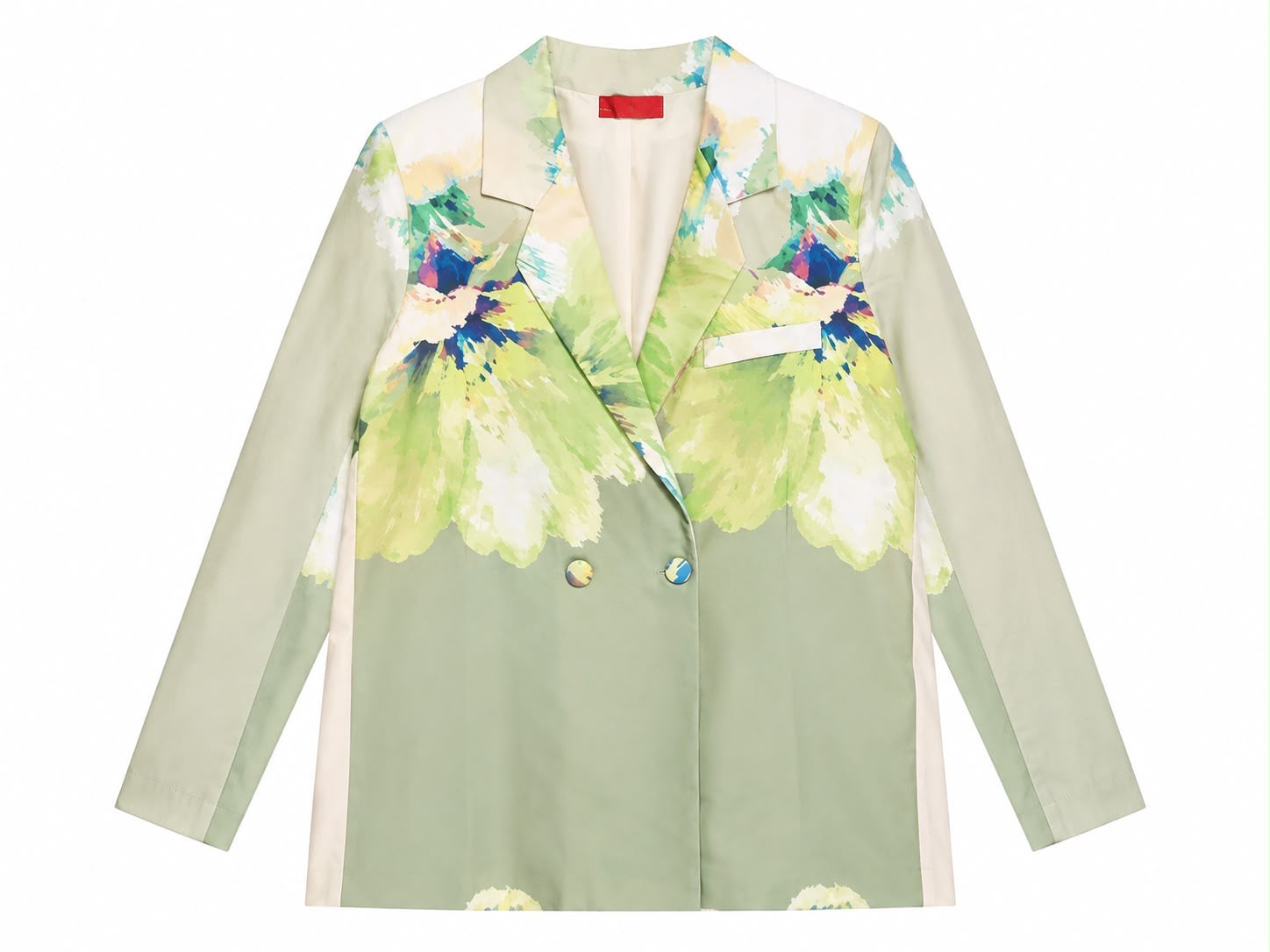 JACKET JUSTIN CREPE LACE POCKET GREEN GRADIENT FLORAL MCL12974