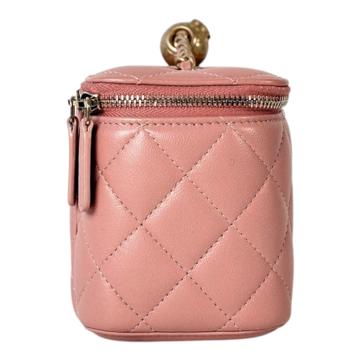 Chanel Pink Lambskin Vanity Box Bag with Pearl Crush