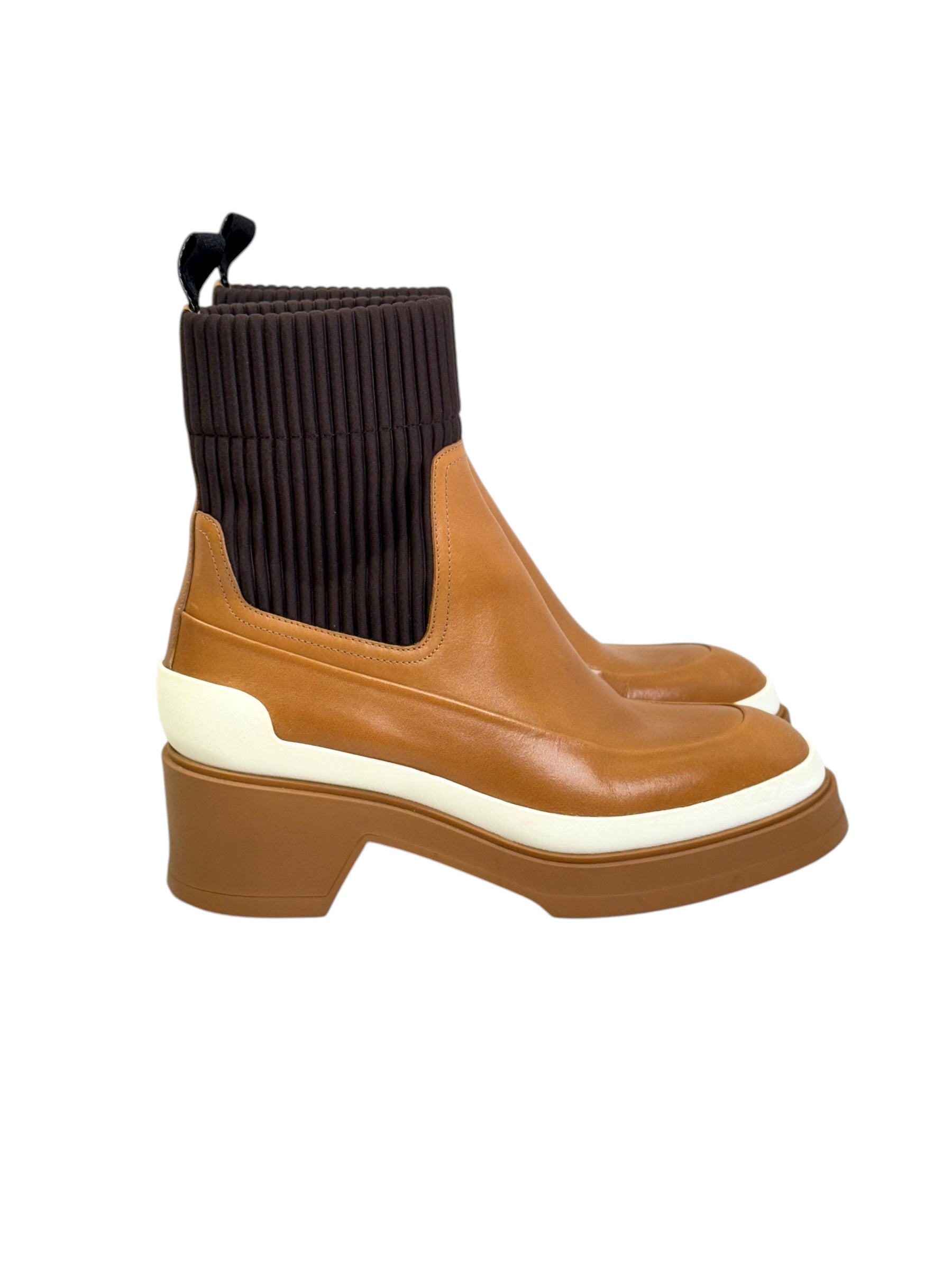 Hermes Brown Calf Ankle Boots Shoes #36