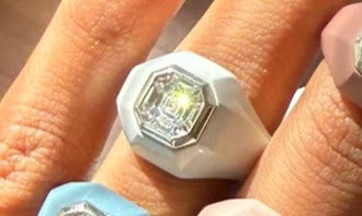 18k Pinky Ring Chunky w/ Snow White Enamel (setting only) SABSET017