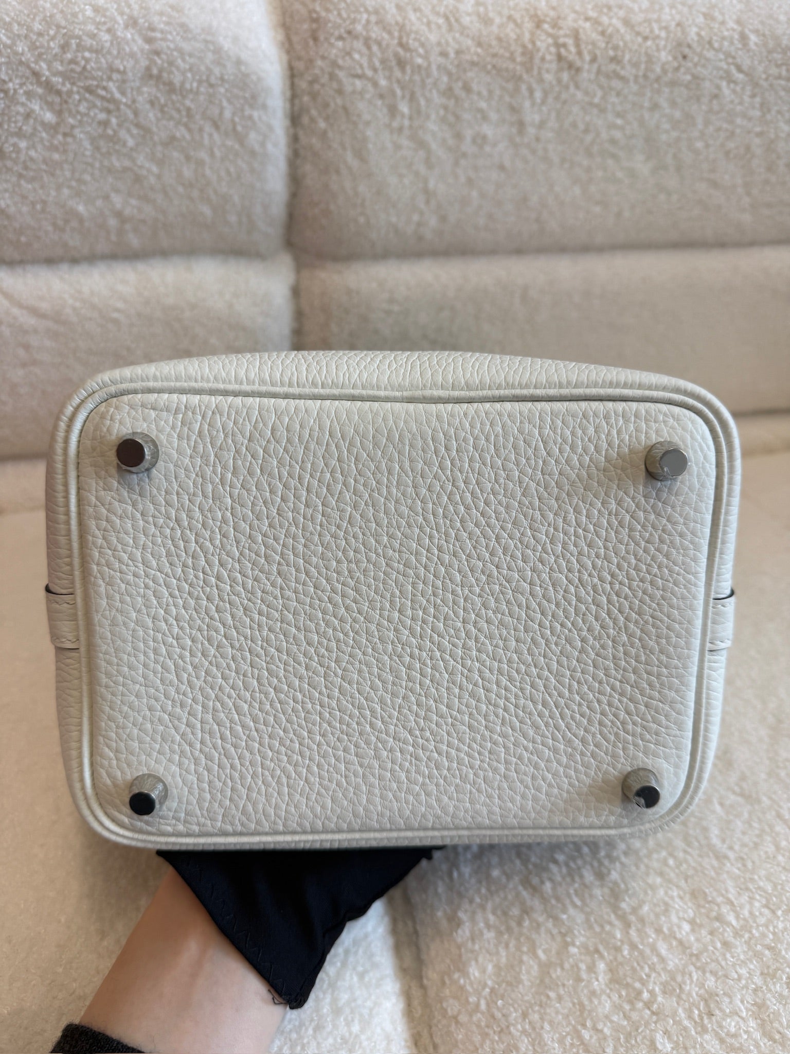 Hermès Picotin Lock 18 | White Clemence Leather & Palladium Hardware | Stamp K