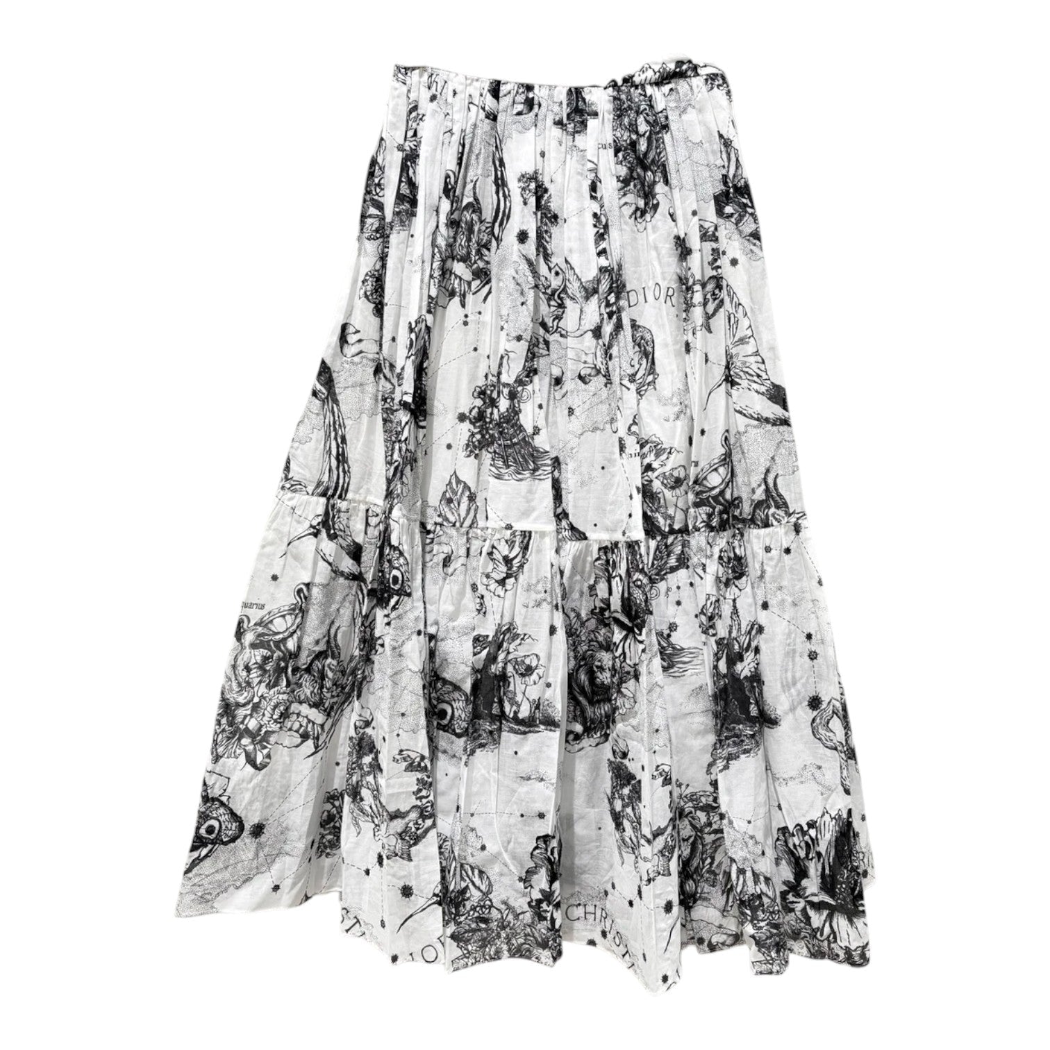 Dior White Toile de Jouy Zodiac Print Skirt - Size 36