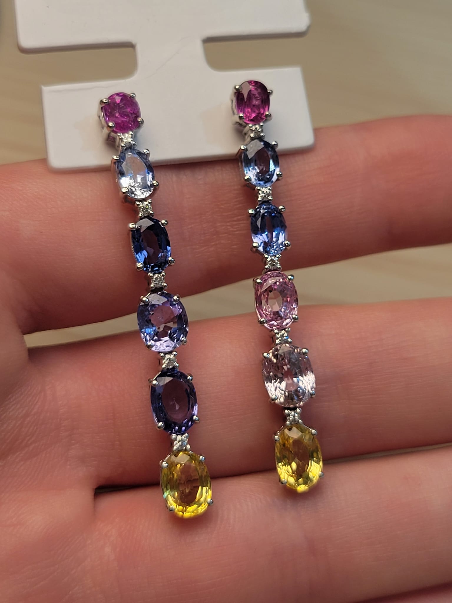 Multi Sapphire Earrings in 18K / S10.68ct / D0.16ct 5388 JJC0603