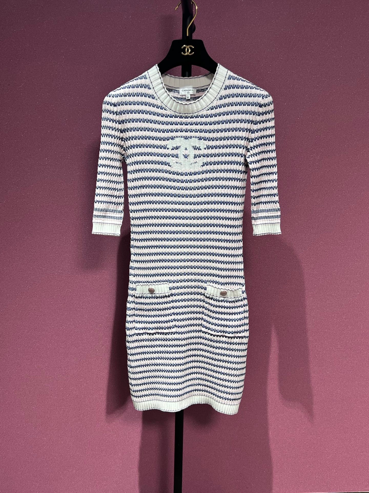 CHANEL 2020 KNIT DRESS CC 34 FT102266