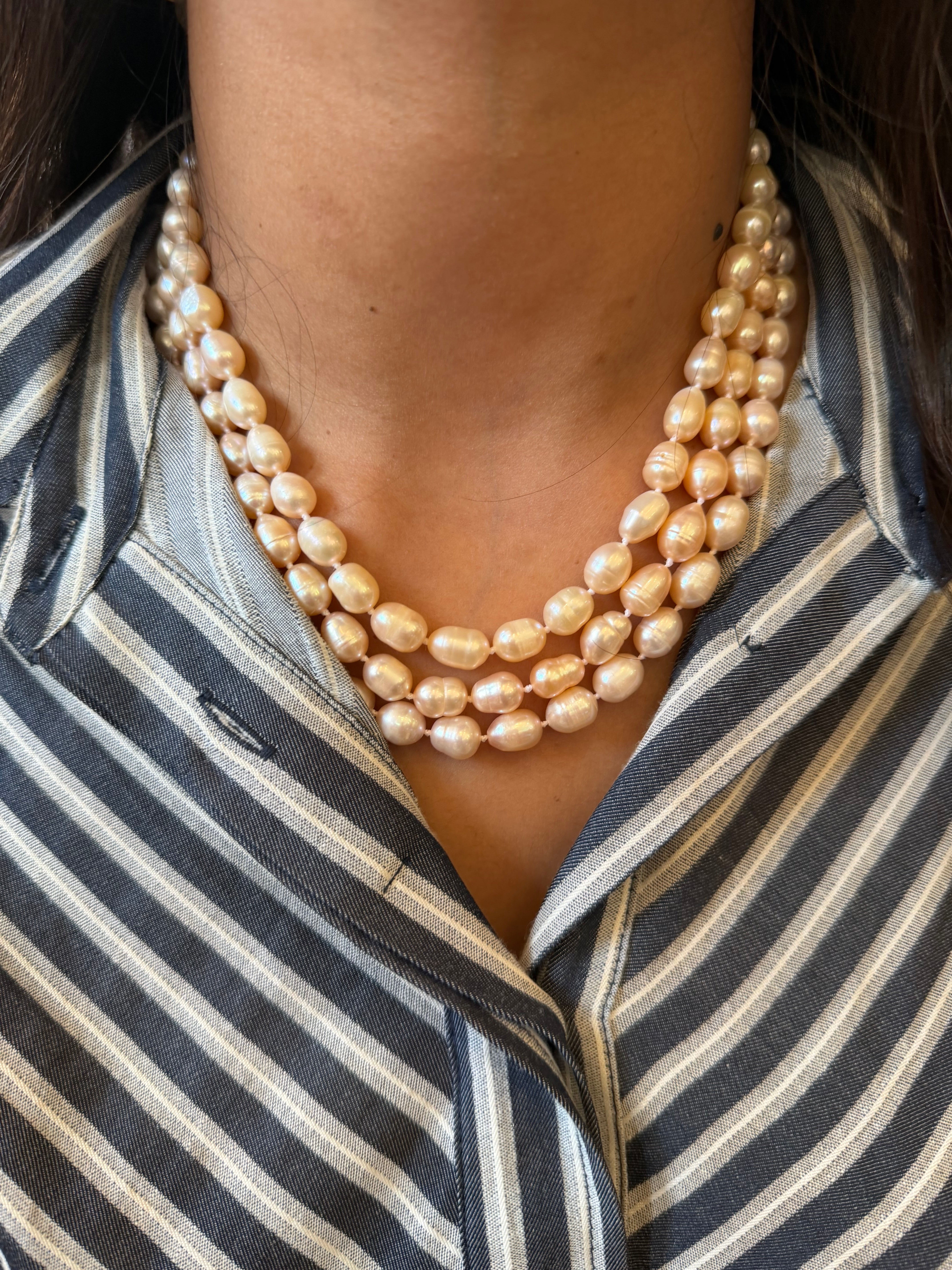 3 layer pearl neckace -  AKC1425