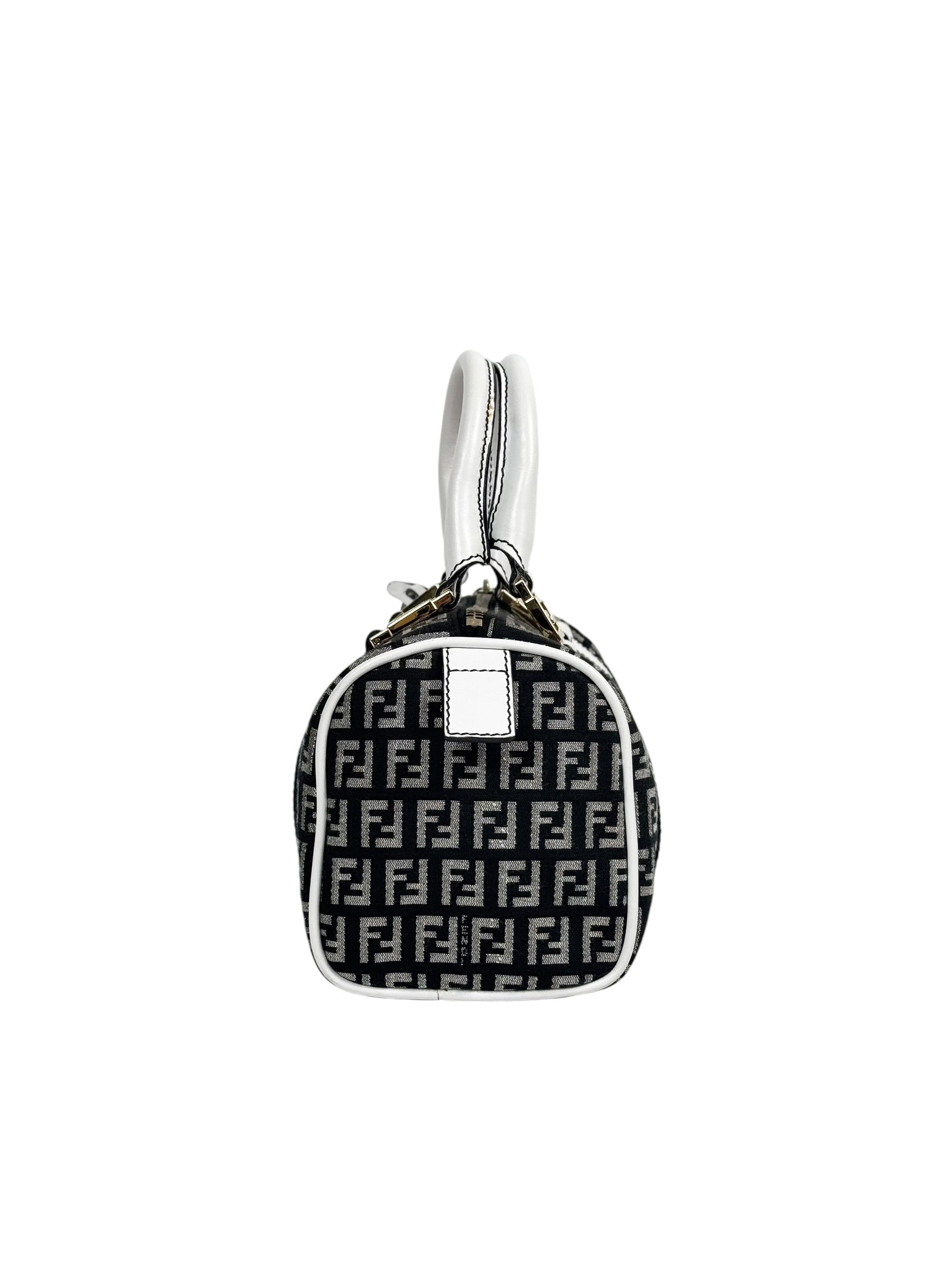 Fendi Boston Mini with White Leather Trim