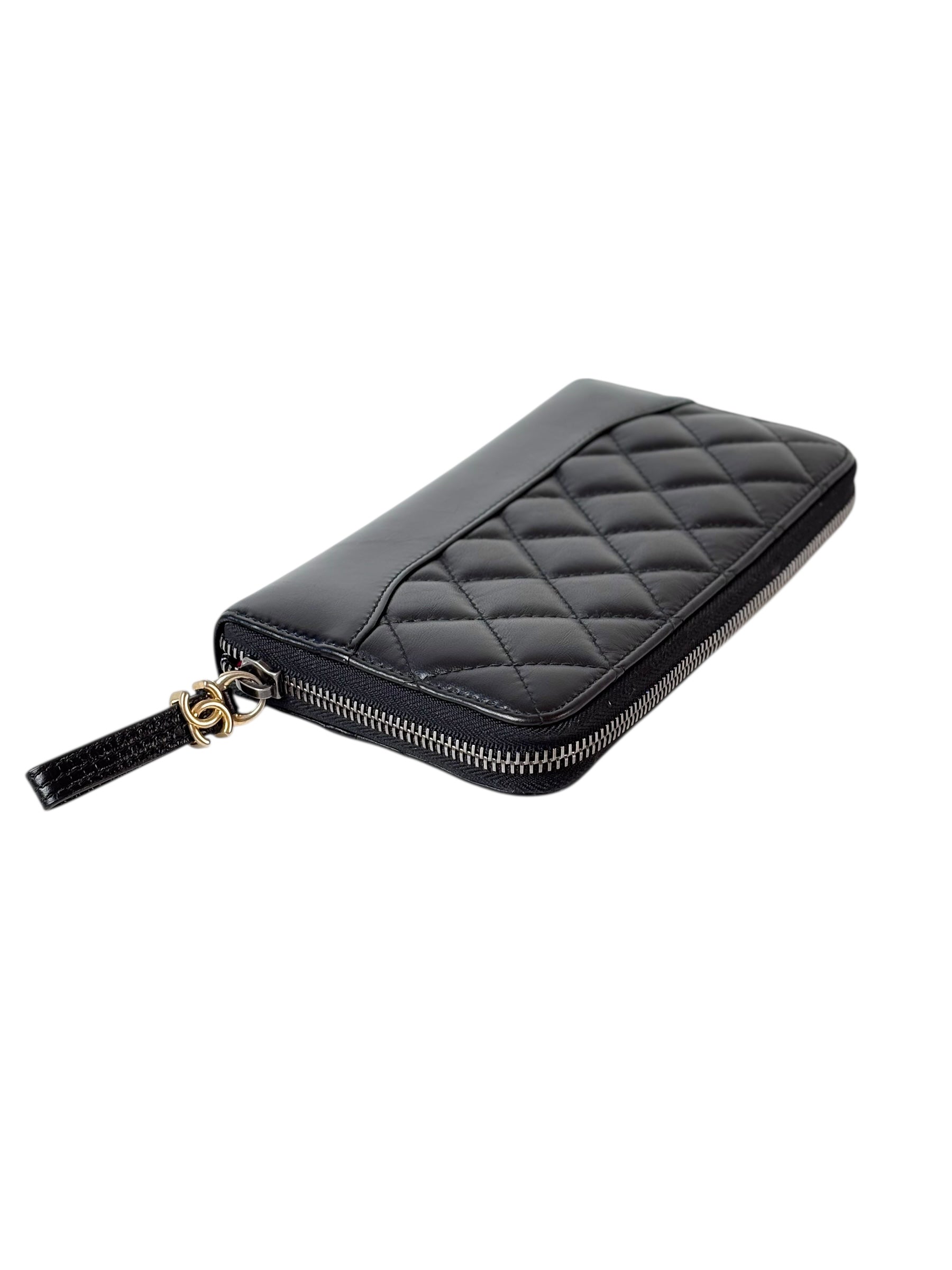 Chanel Black Boy Long Zip Wallet