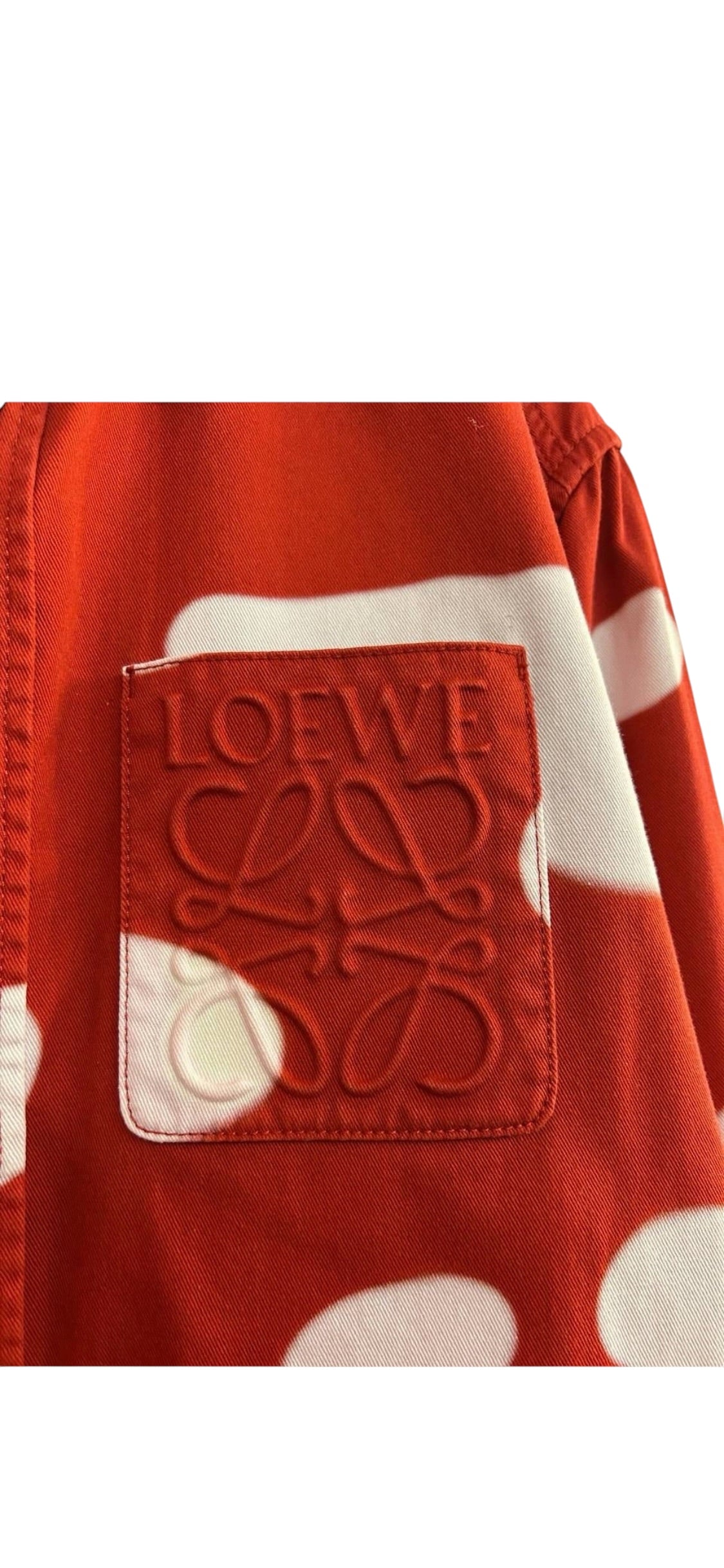 Loewe Anagram Denim Shirt Red/White Sz 46 DLT8279
