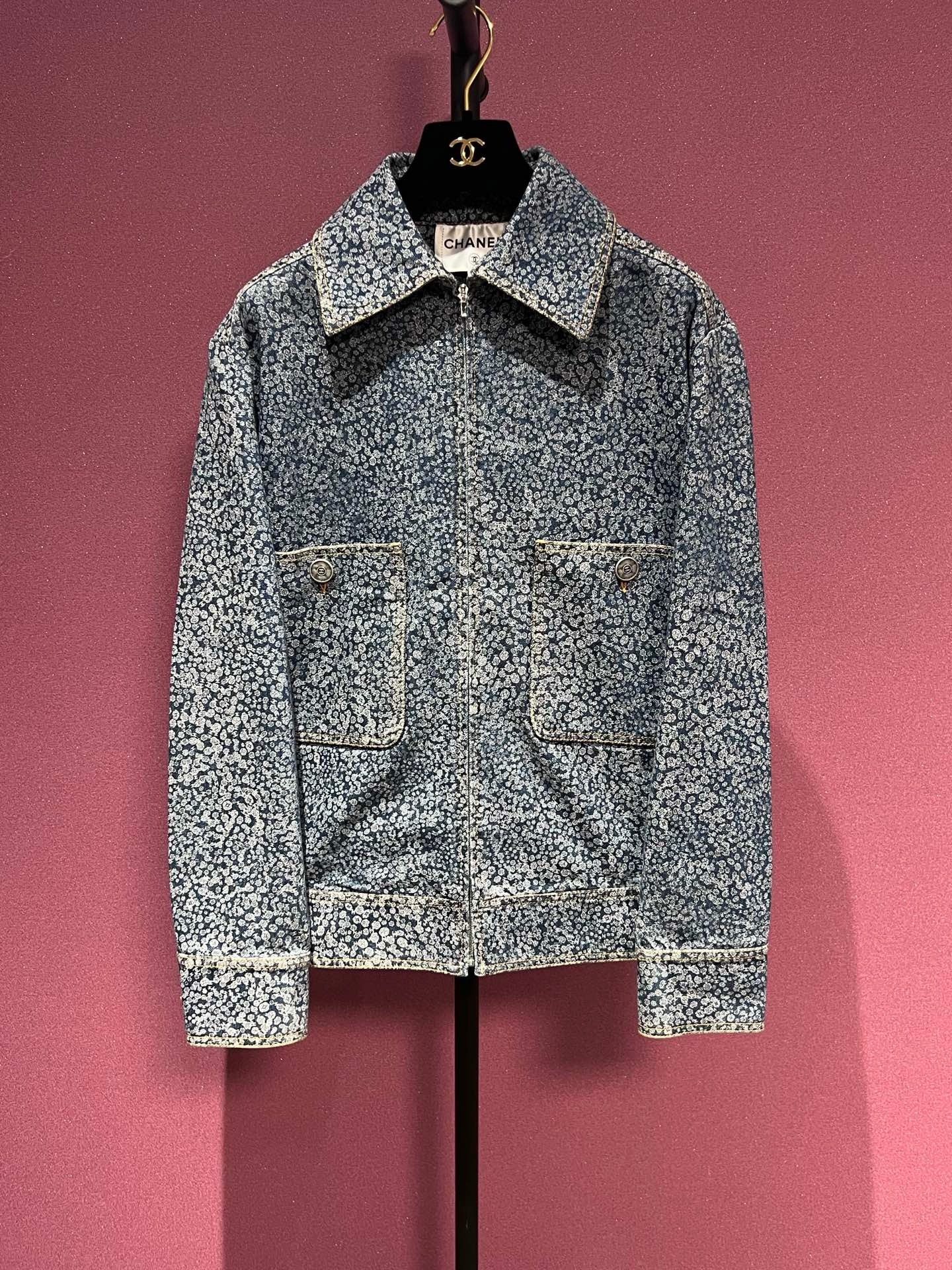 CHANEL 2020 FLORAL DENIM JACKET 36 FT102262