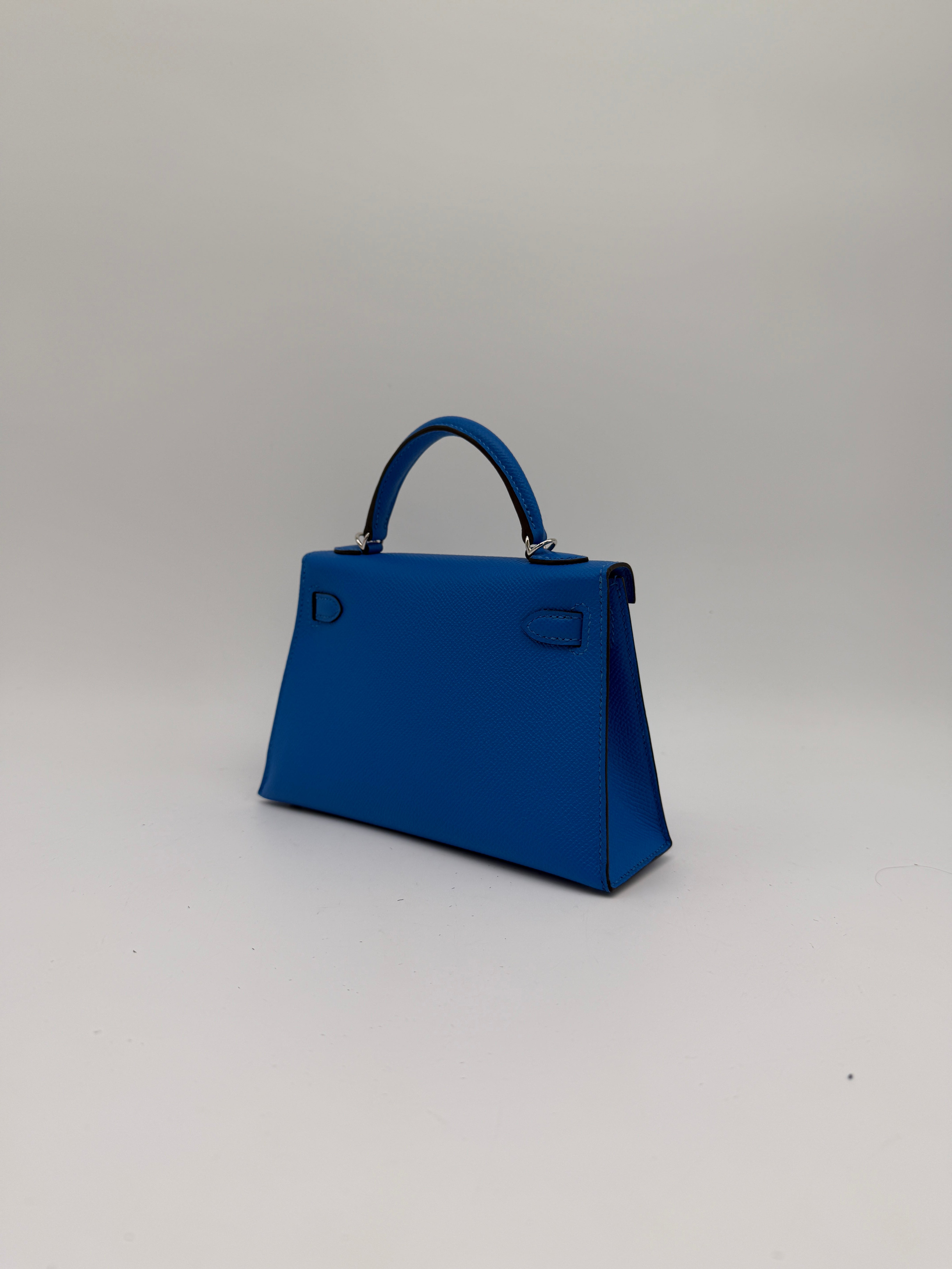 Hermès Mini Kelly Bleu Hydra Epsom Palladium Hardware