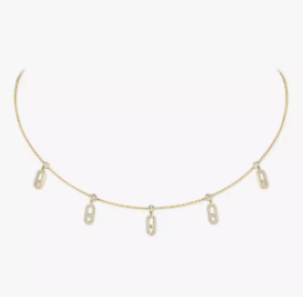 Messika One Size 18K Yellow Gold Diamond Move Uno Pavê Drop Pendant Choker ALTC0934