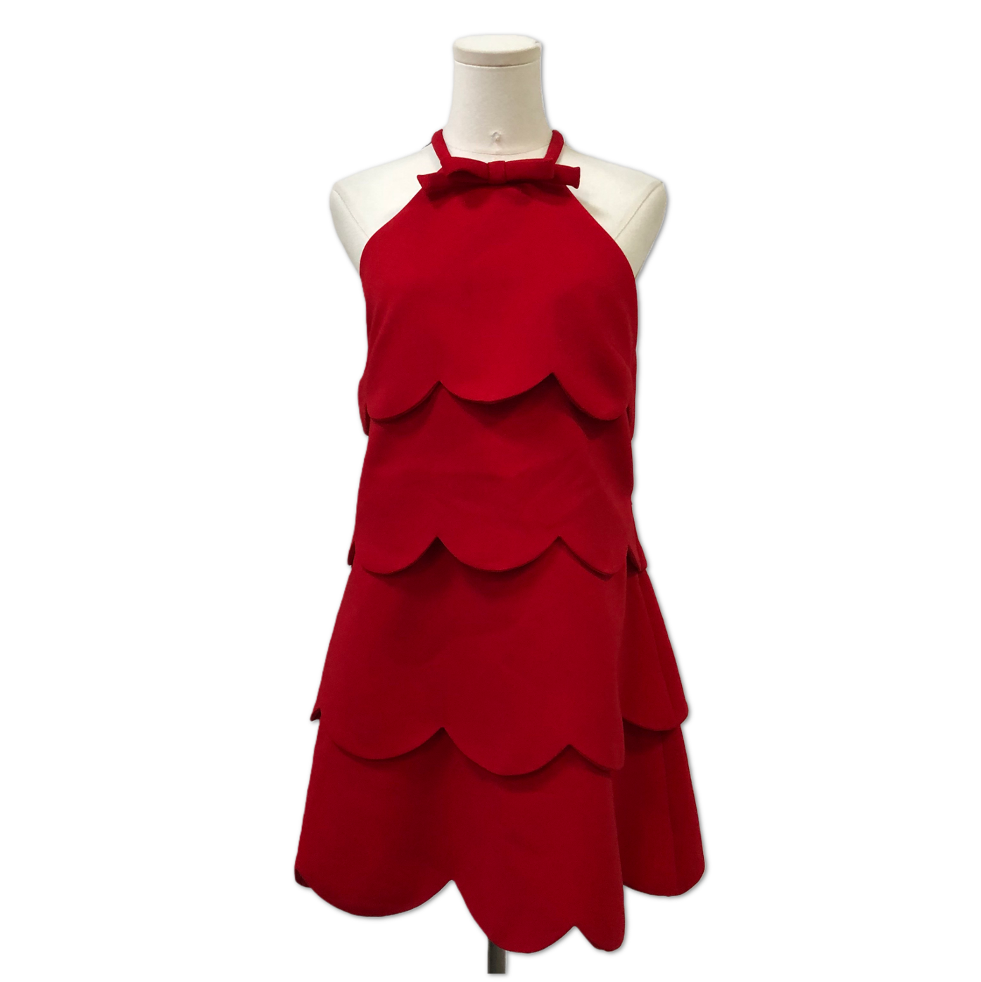 Miu Miu Red Scalloped Tiered Halter Dress size 42 C1363497475