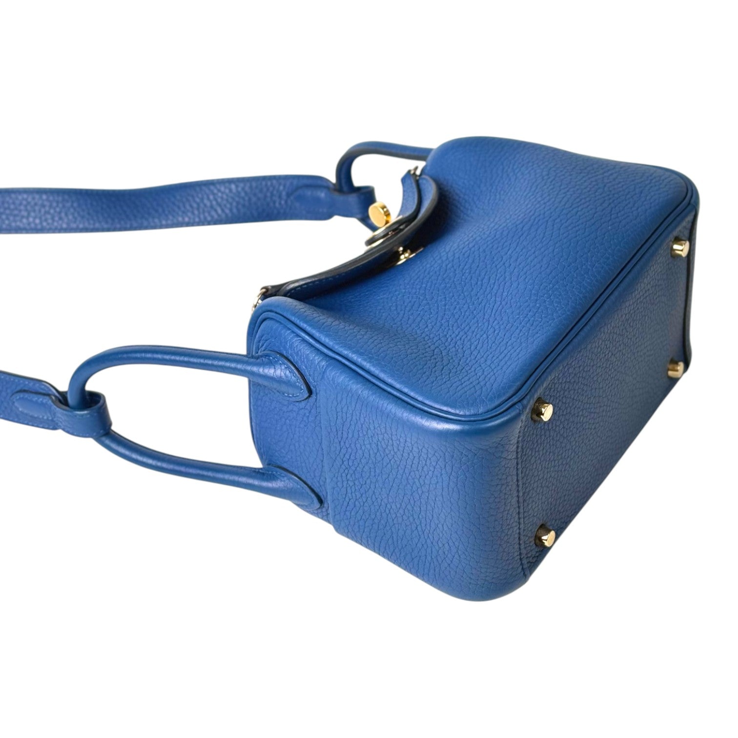 Hermes Lindy Mini Blue Bag in Clemence