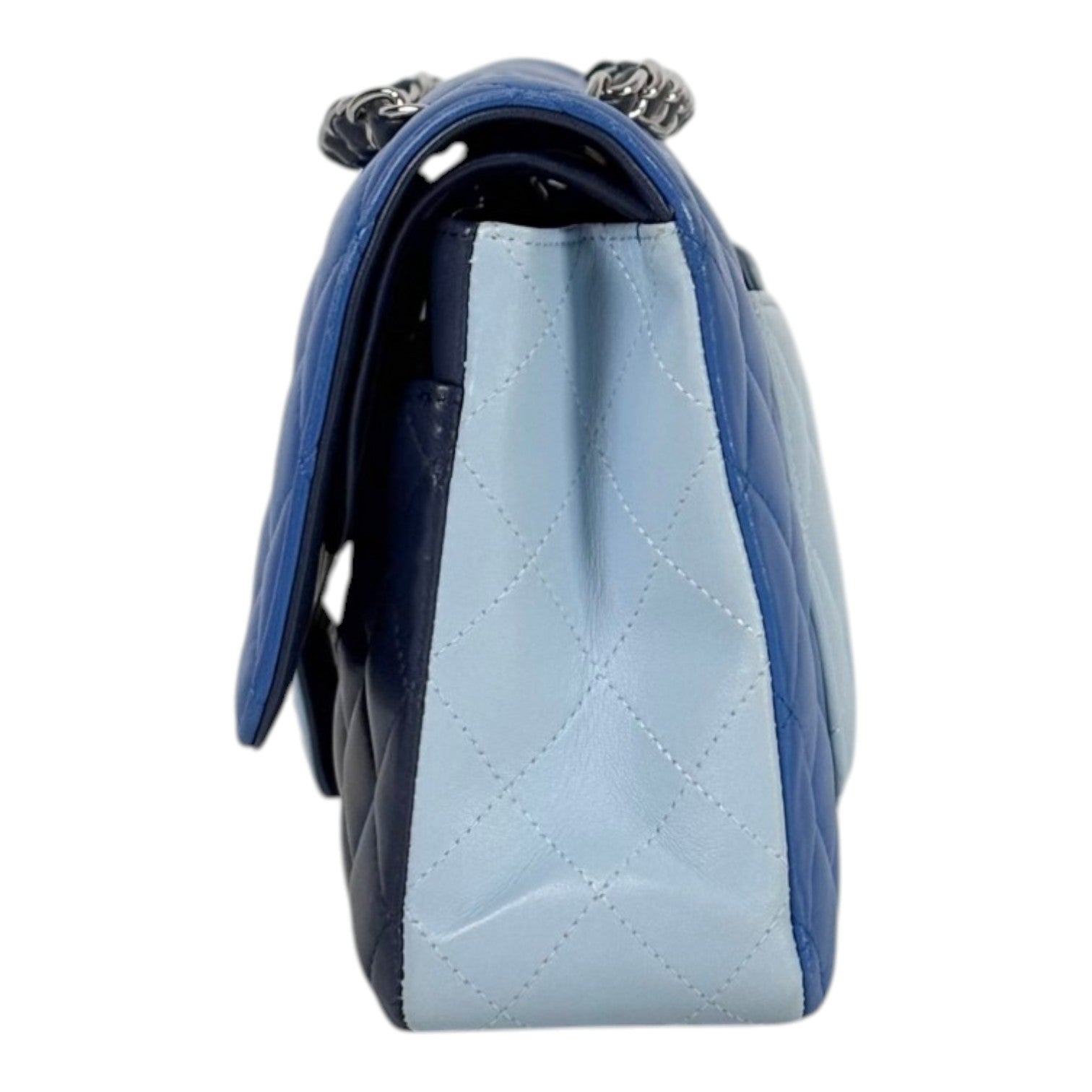 Chanel Tri-Blue Classic Flap Medium Bag in Lambskin