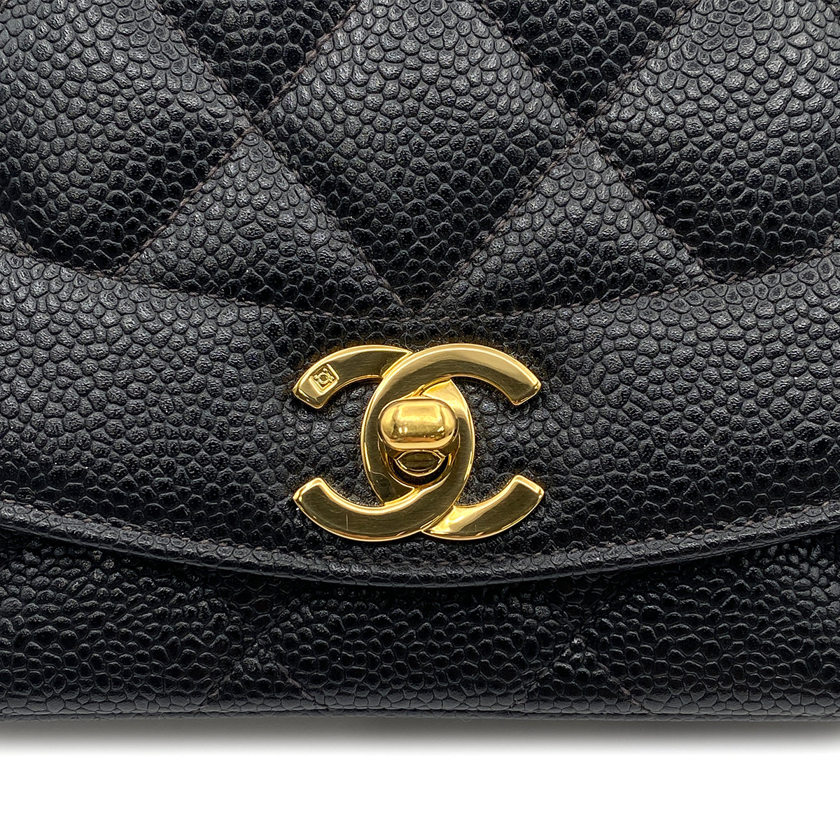 CHANEL VINTAGE DIANA SMALL  CHAIN SHOULDER BAG BLACK CAVIAR SKIN 90190799